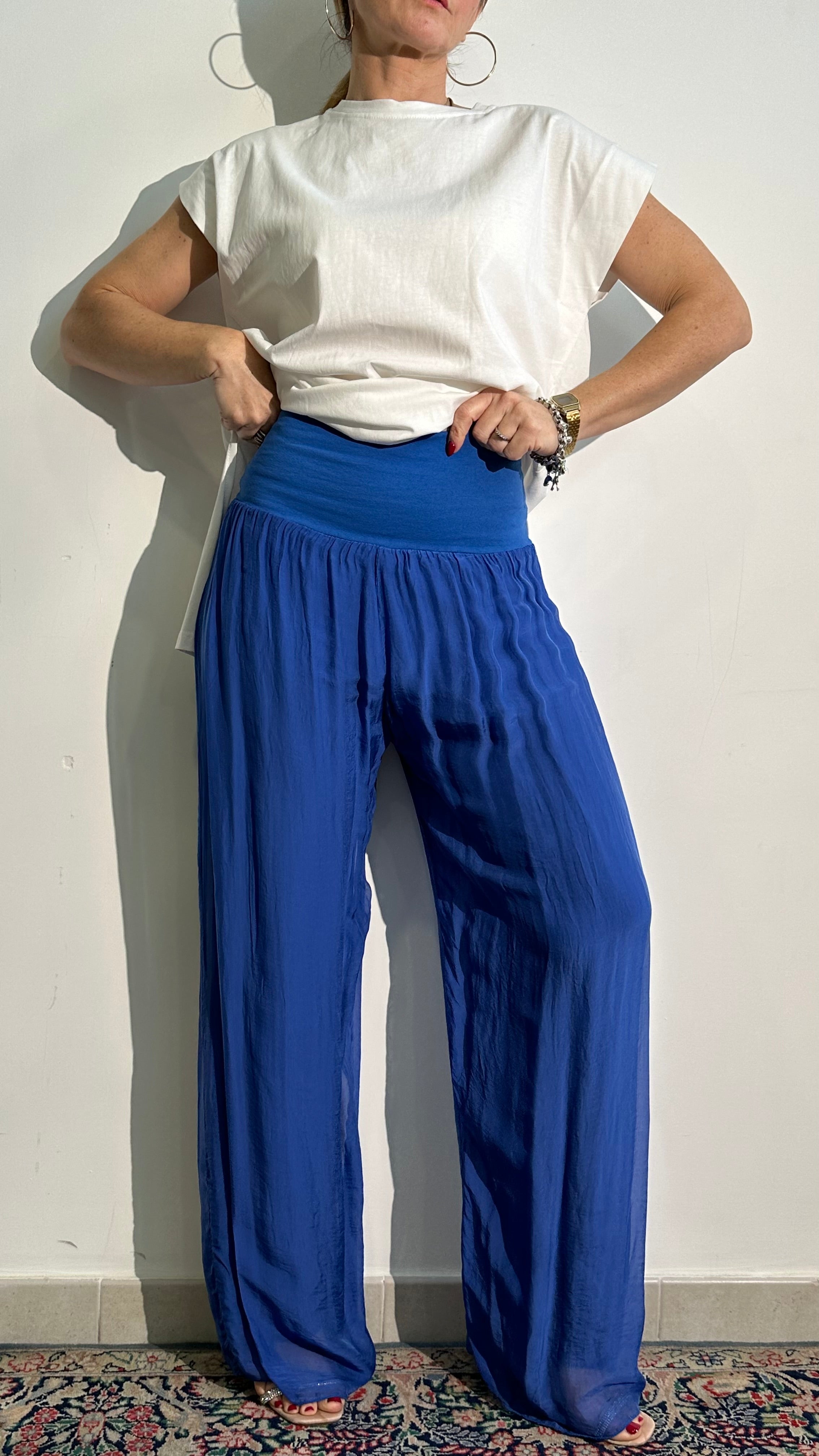 Pantaloni Lalla misto seta