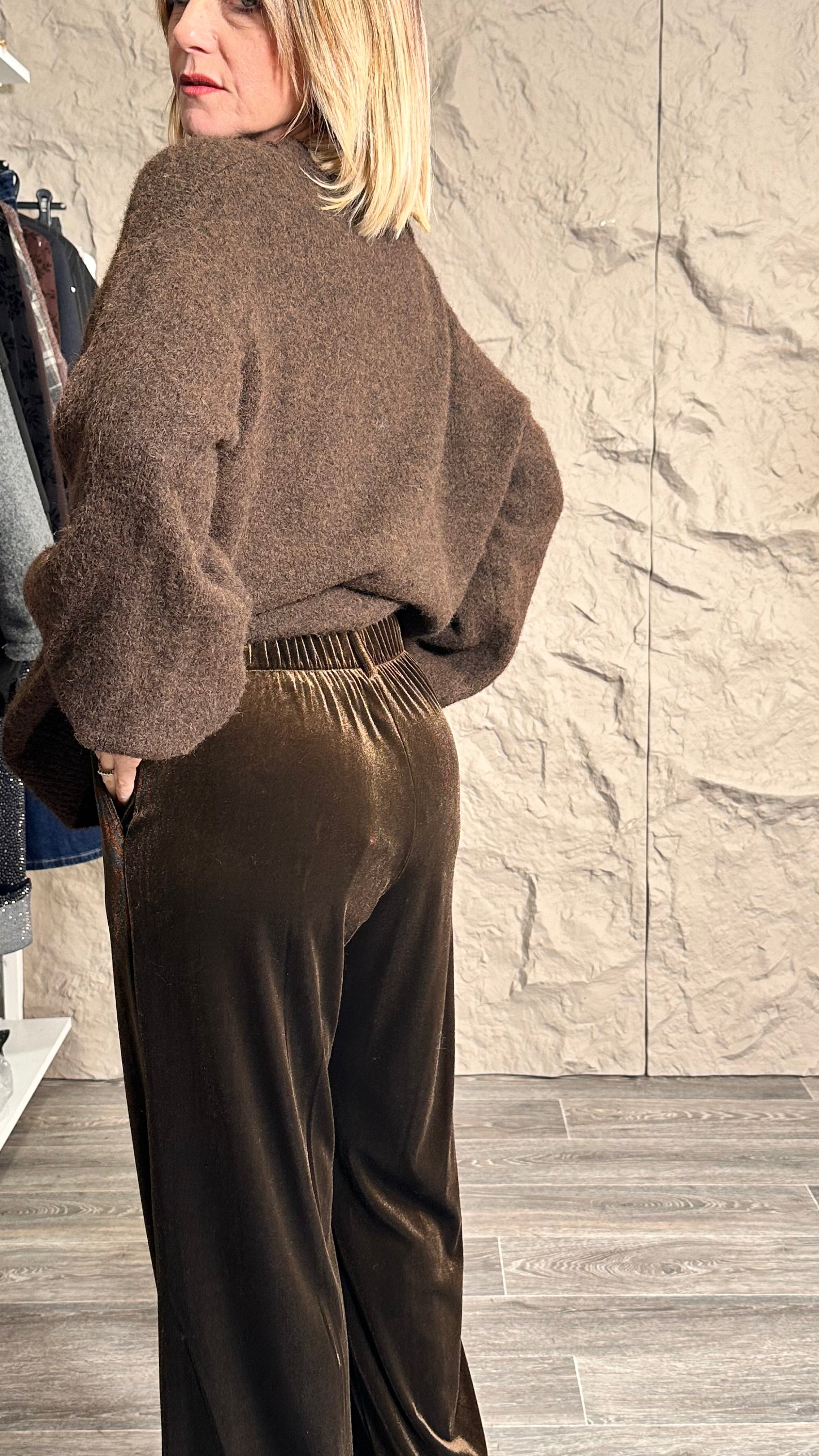 Pantalone Effetto Velluto Marrone