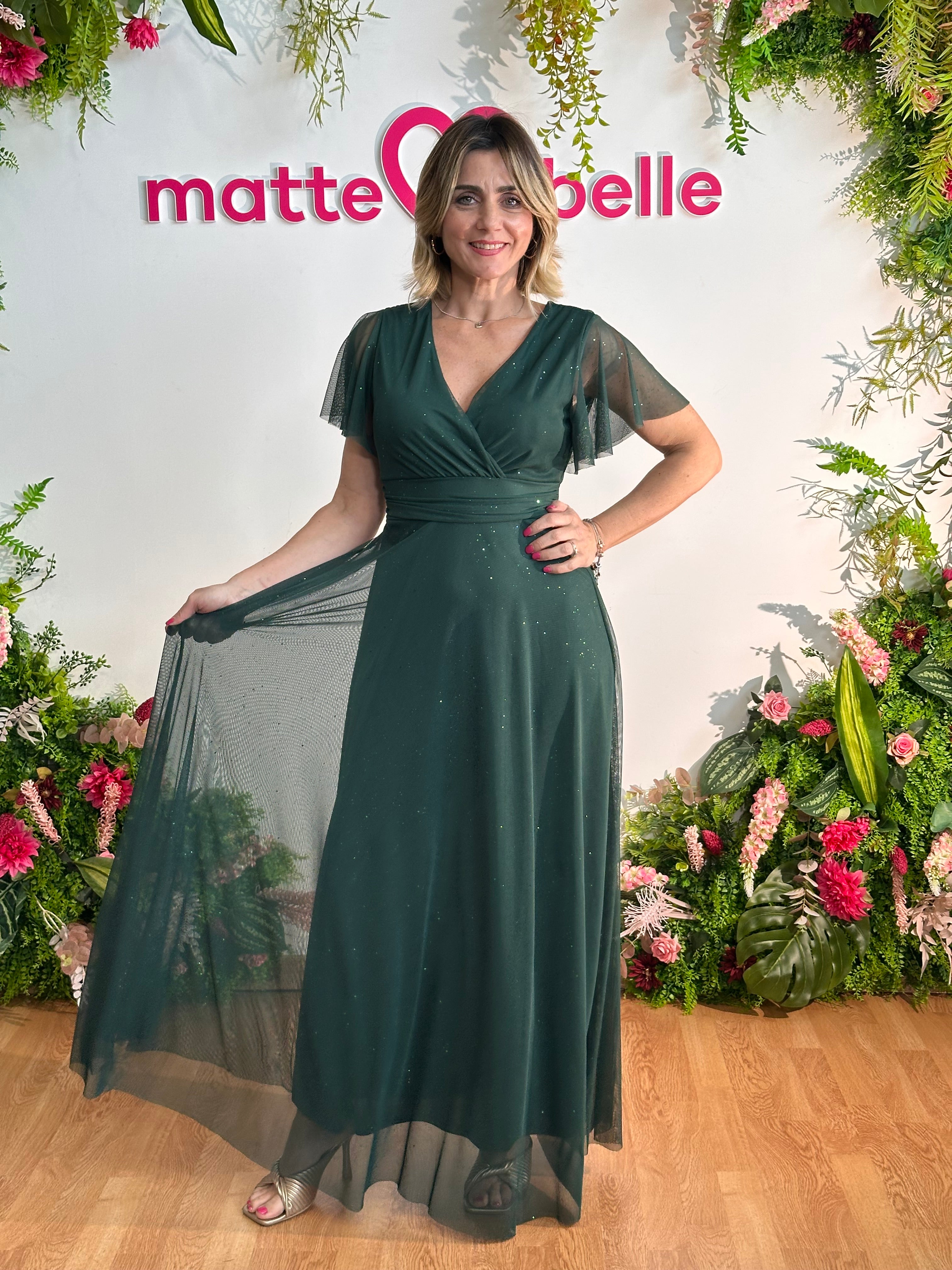 Abito Charlotte Glitter regular verde bosco