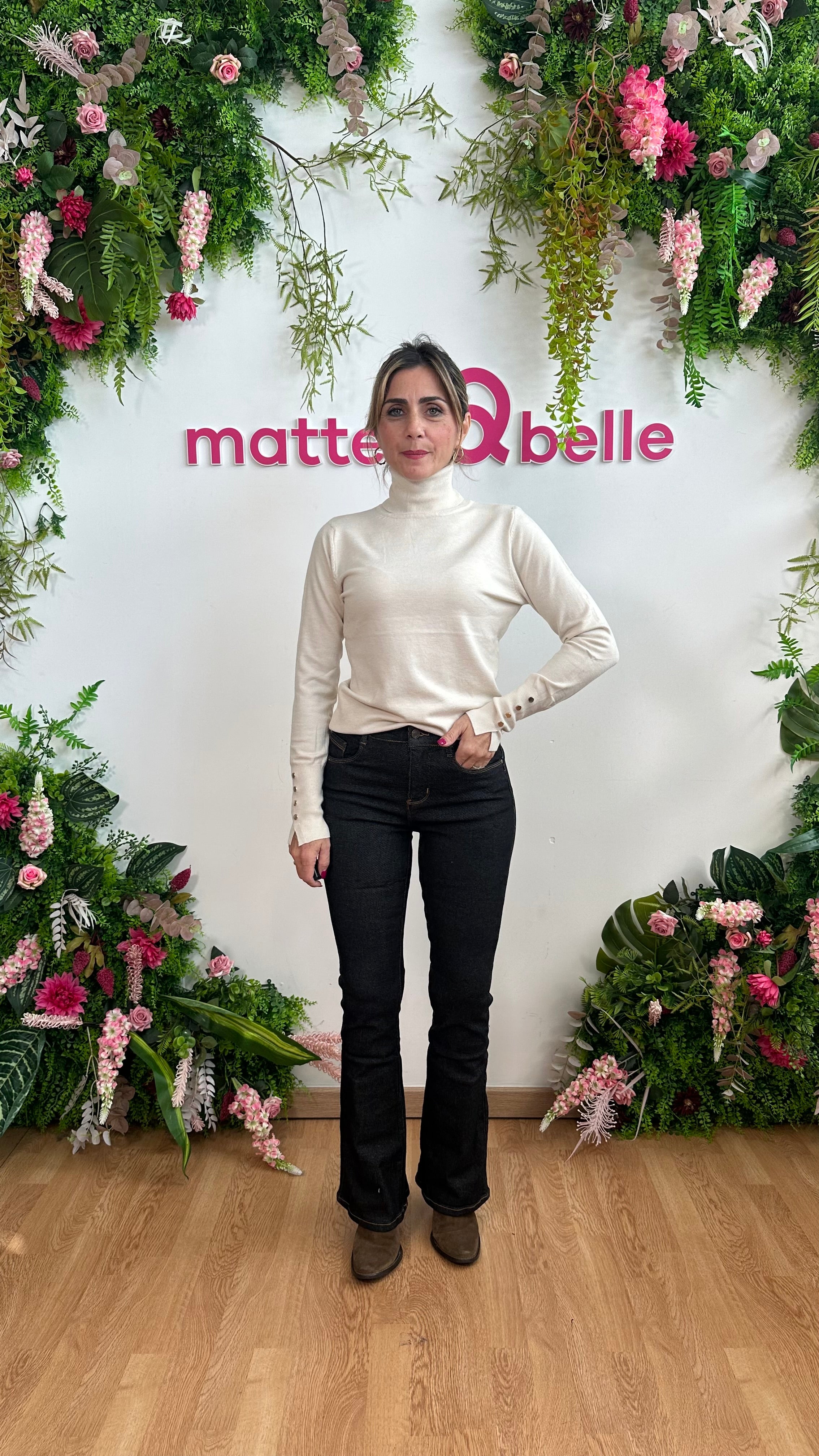 Maglia Dolcevita Bottoncini panna