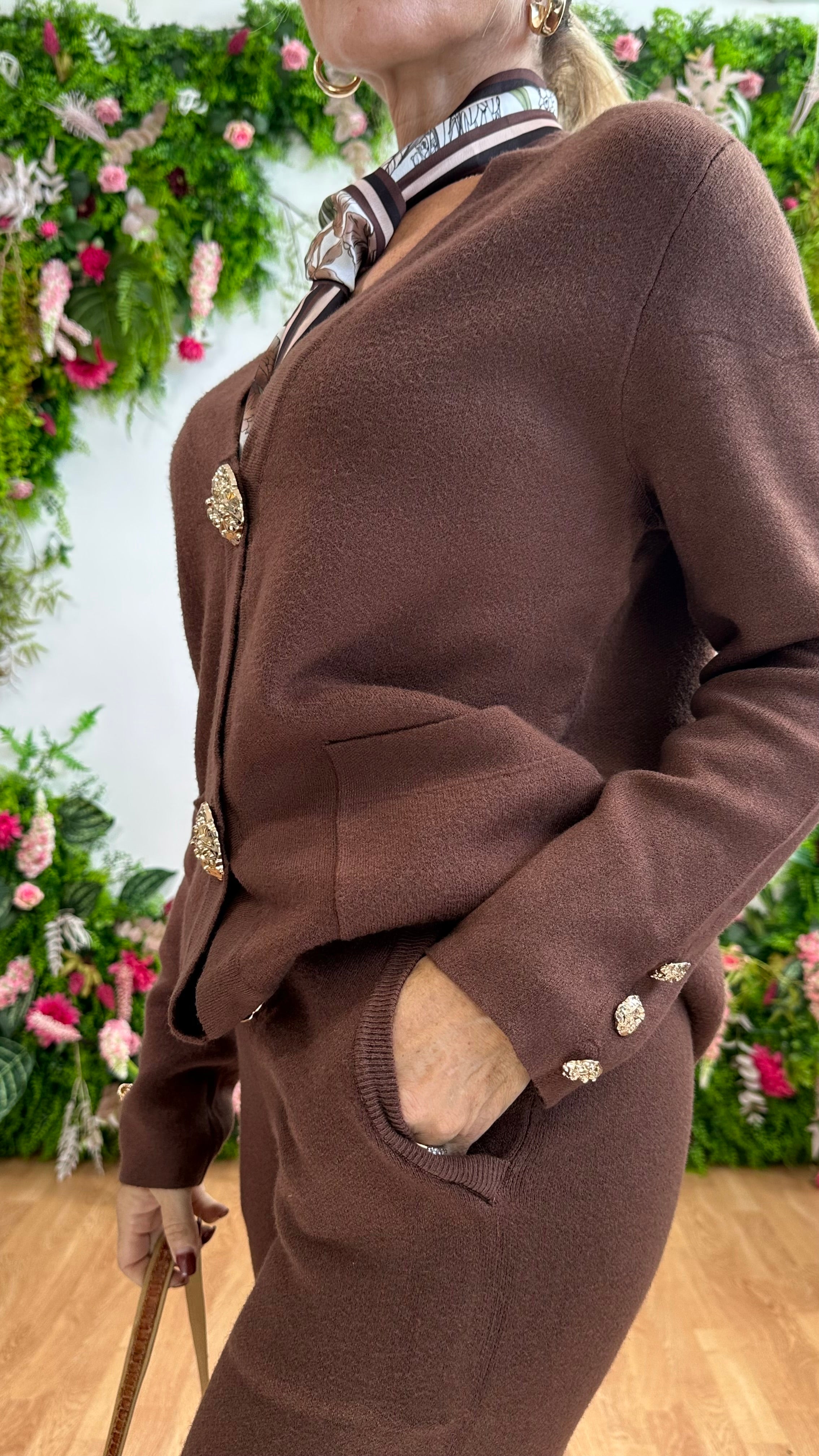 coordinato Rose Manica Lunga Marrone