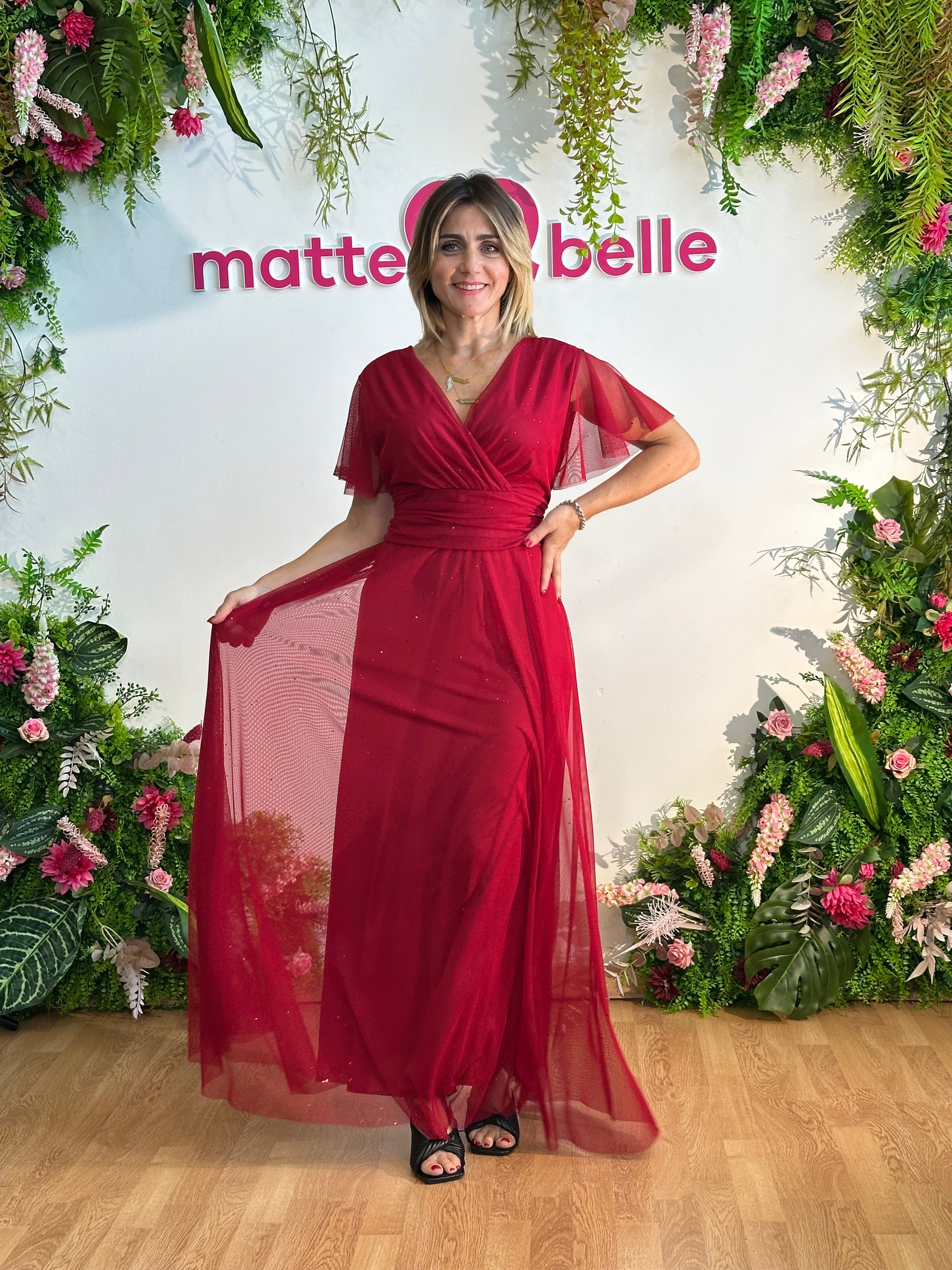 Abito Charlotte glitter curvy rosso