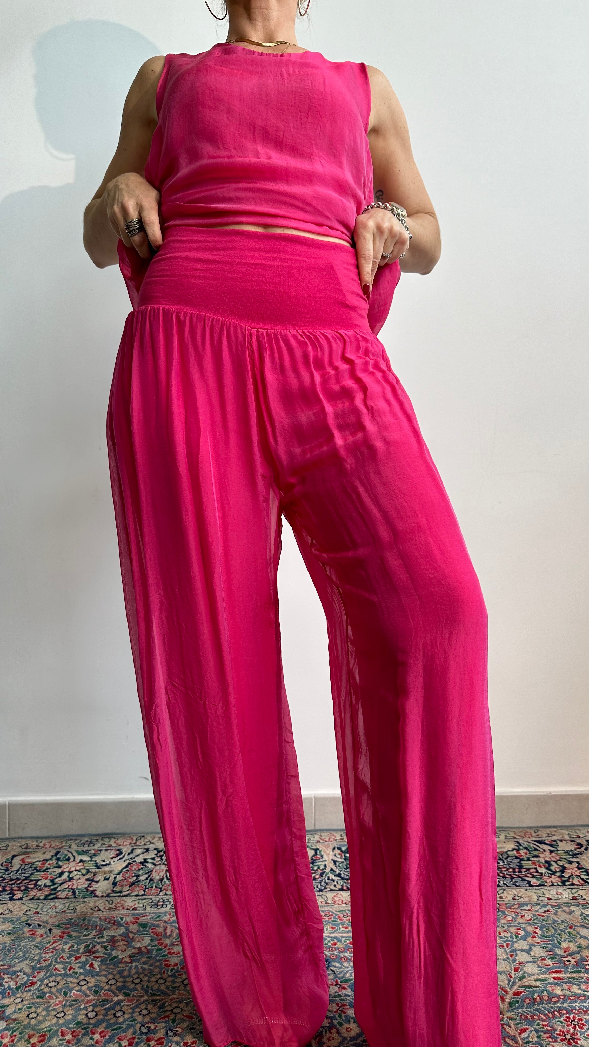 Pantaloni Lalla misto seta