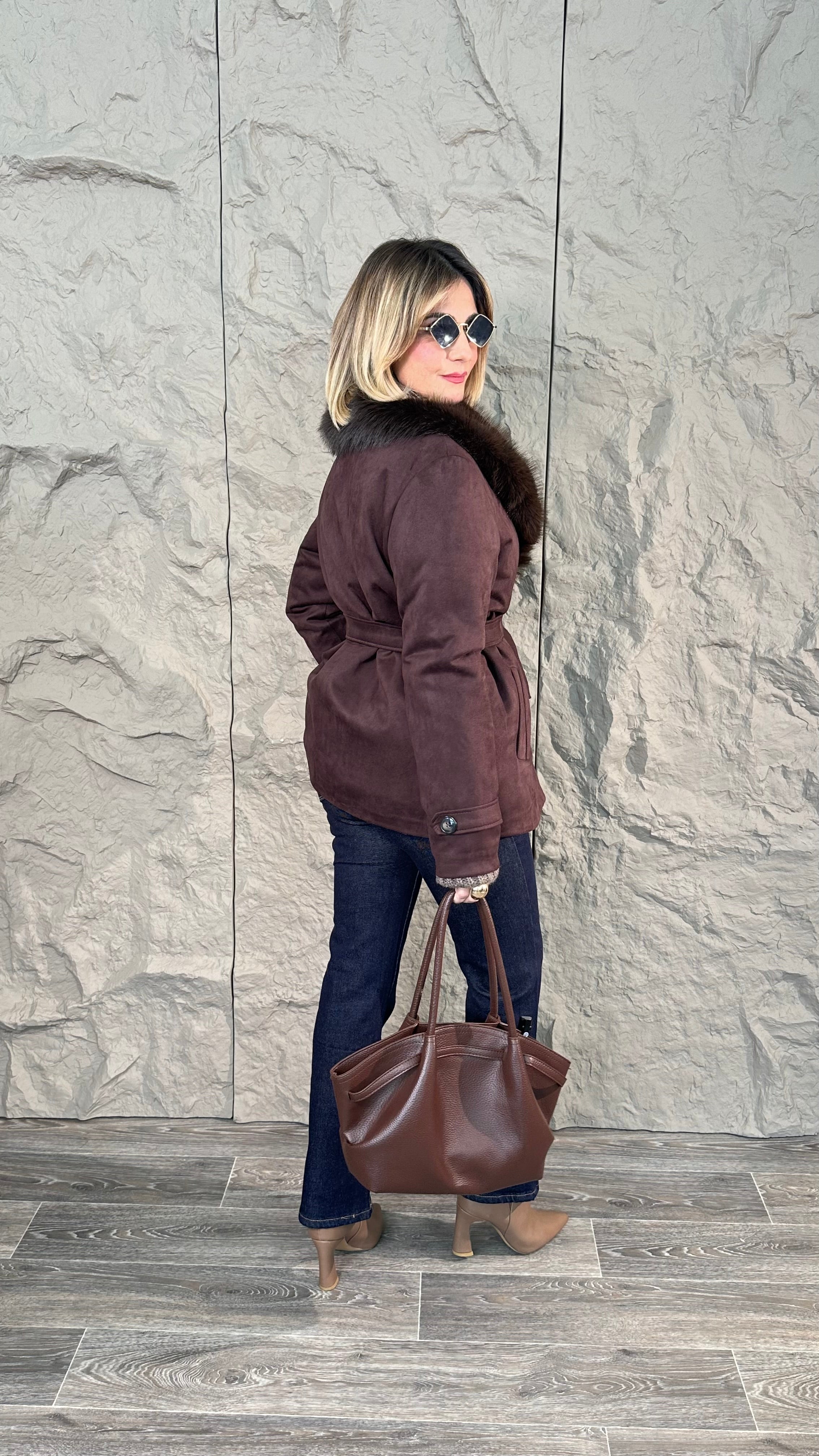 Giacca in suede sintetico