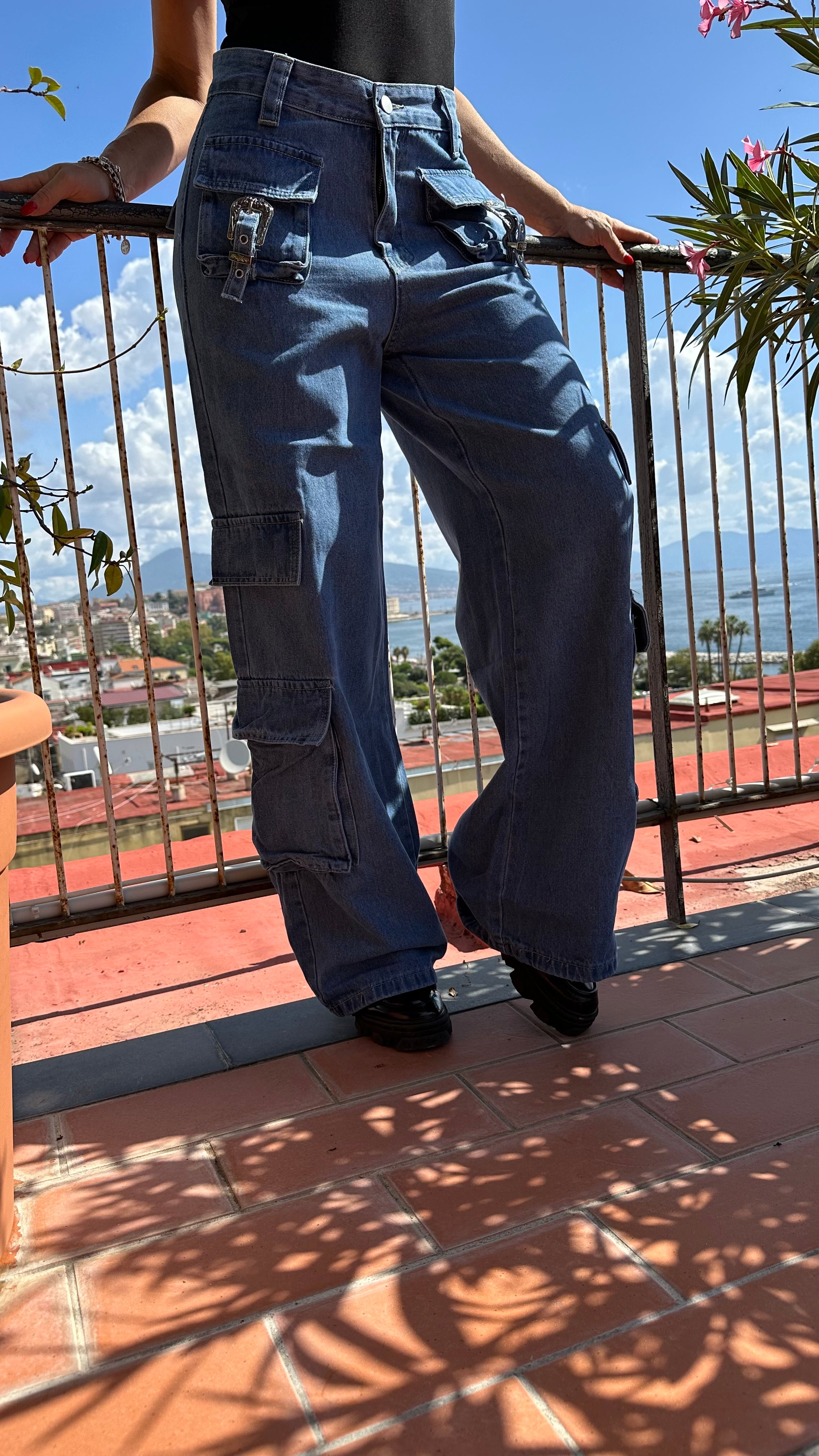 Jeans cargo tasconato