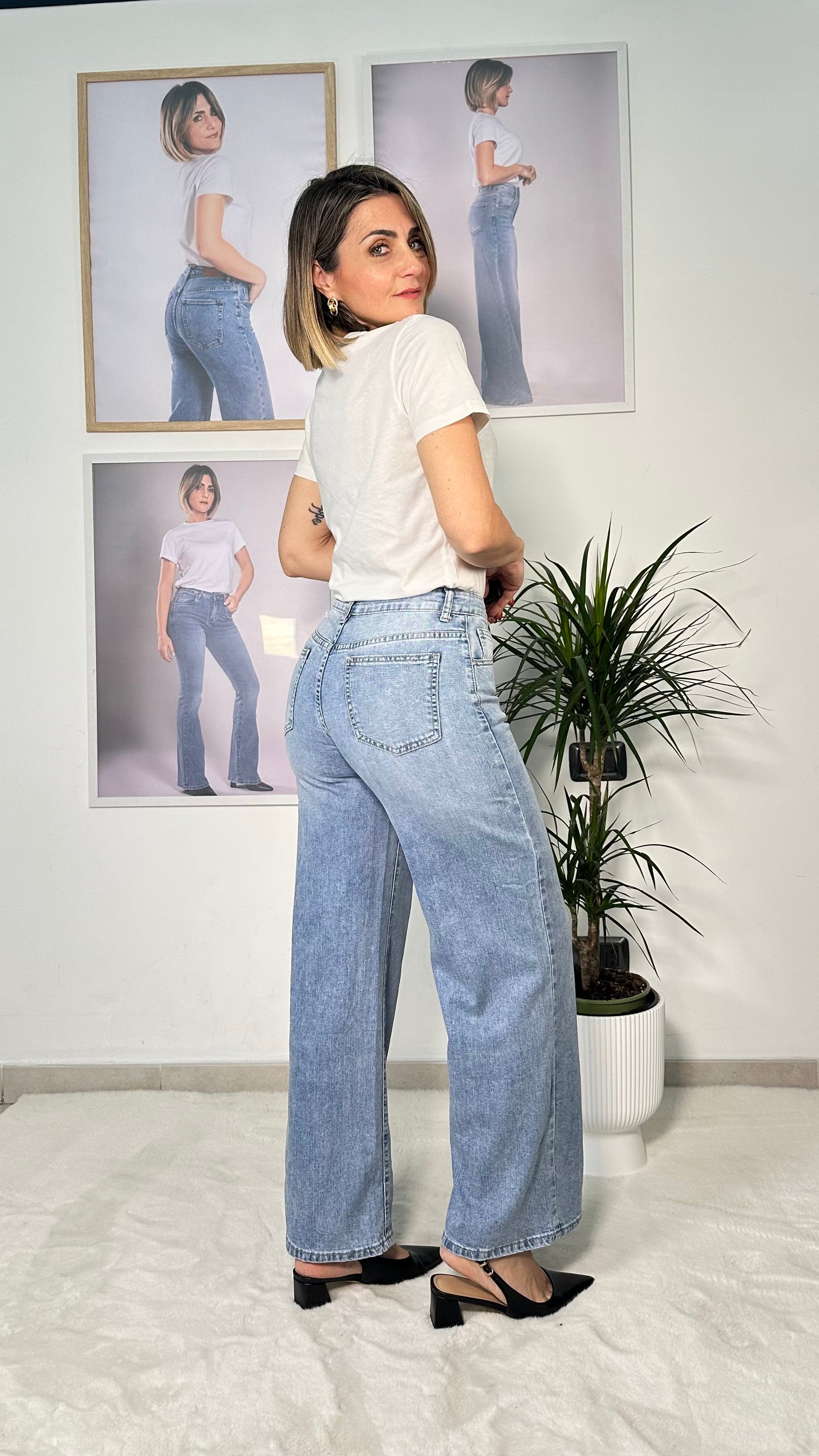 Jeans wide leg crop estivo