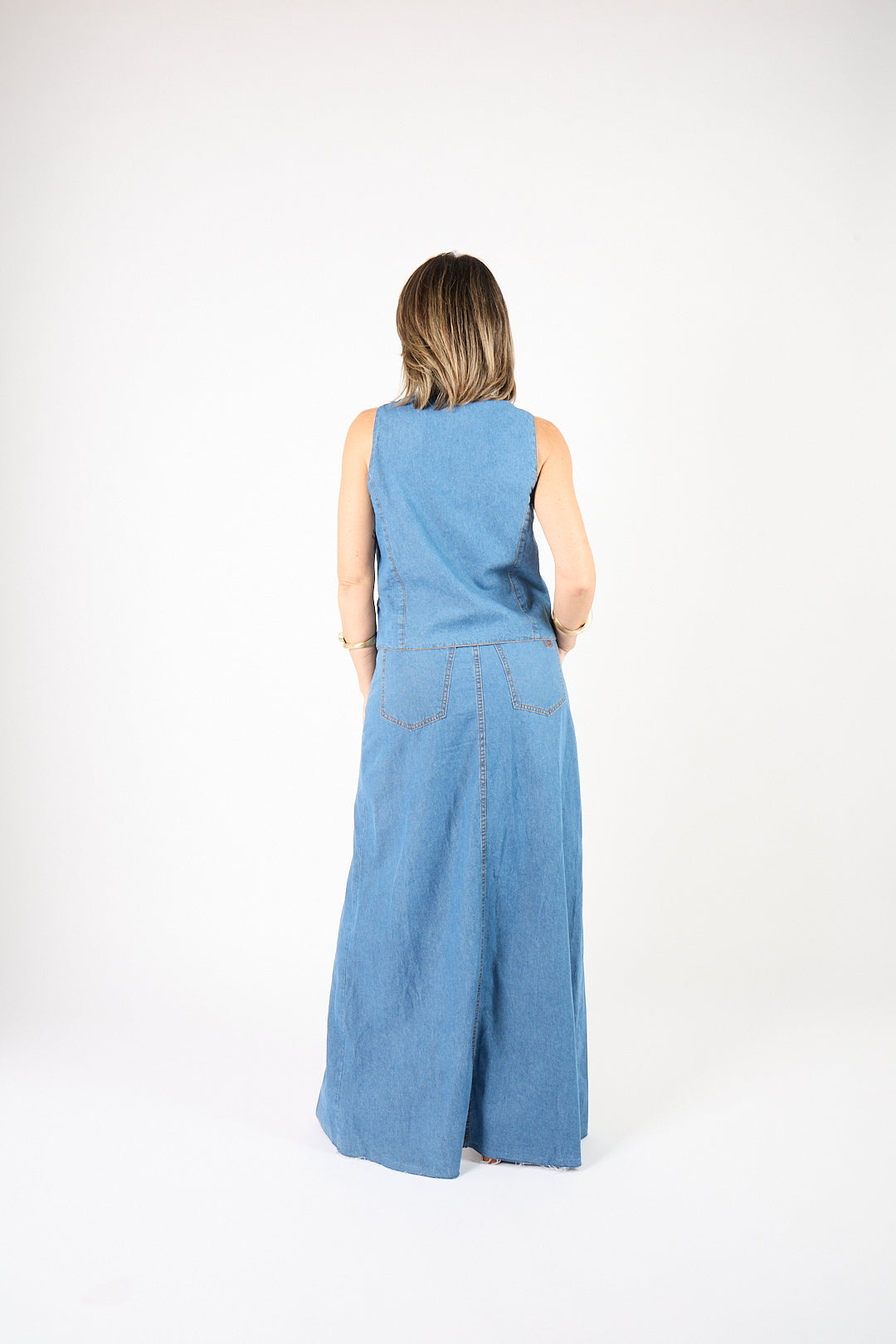 Gilet Denim Couture lavaggio medio
