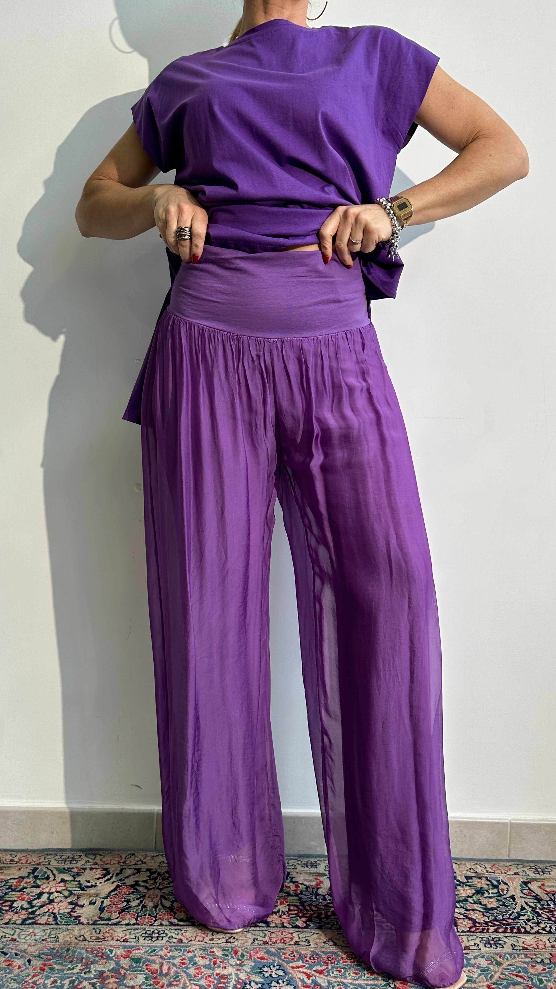 Pantaloni Lalla  misto seta