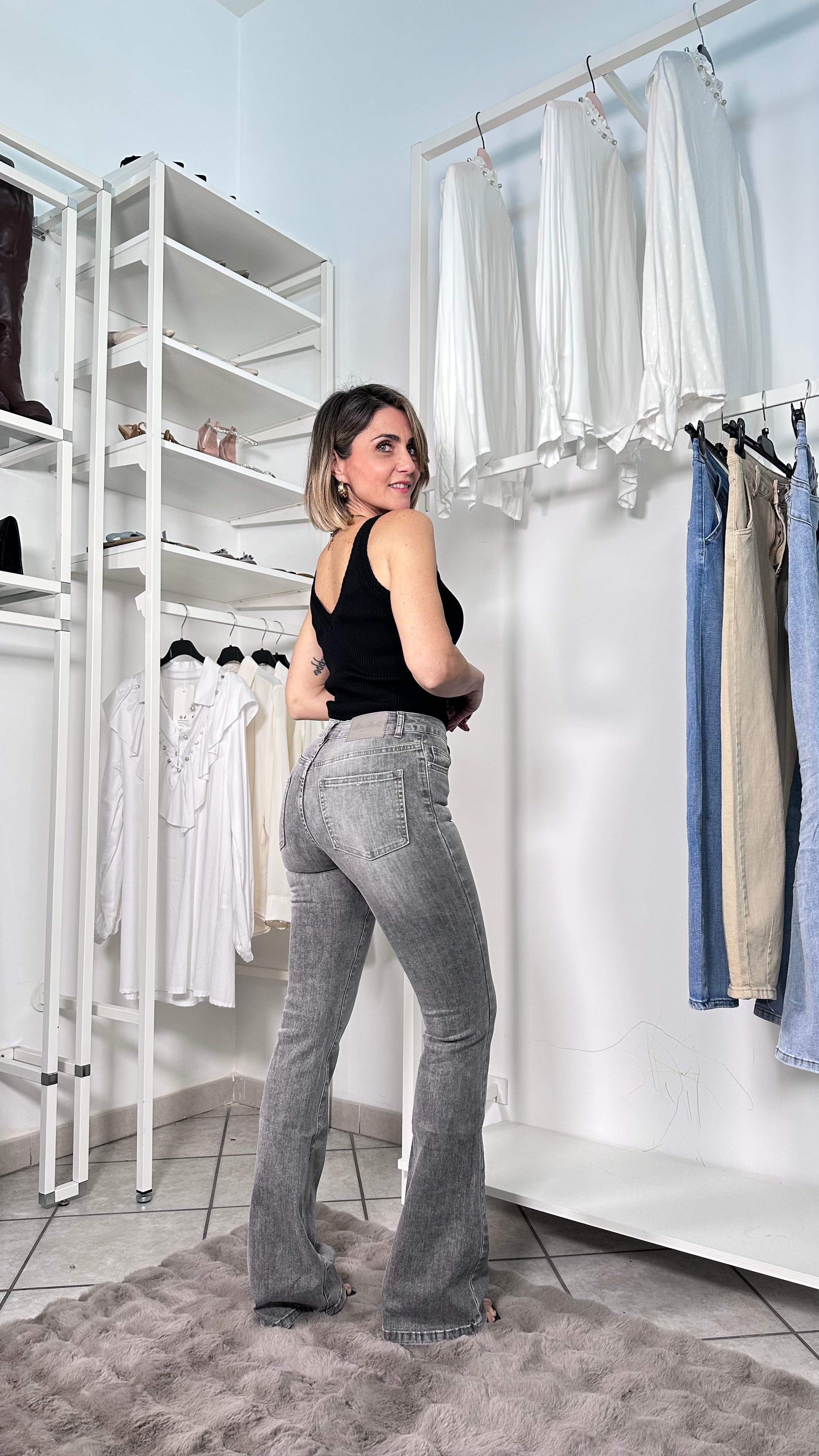 Jeans Flare Long Fit Grigio