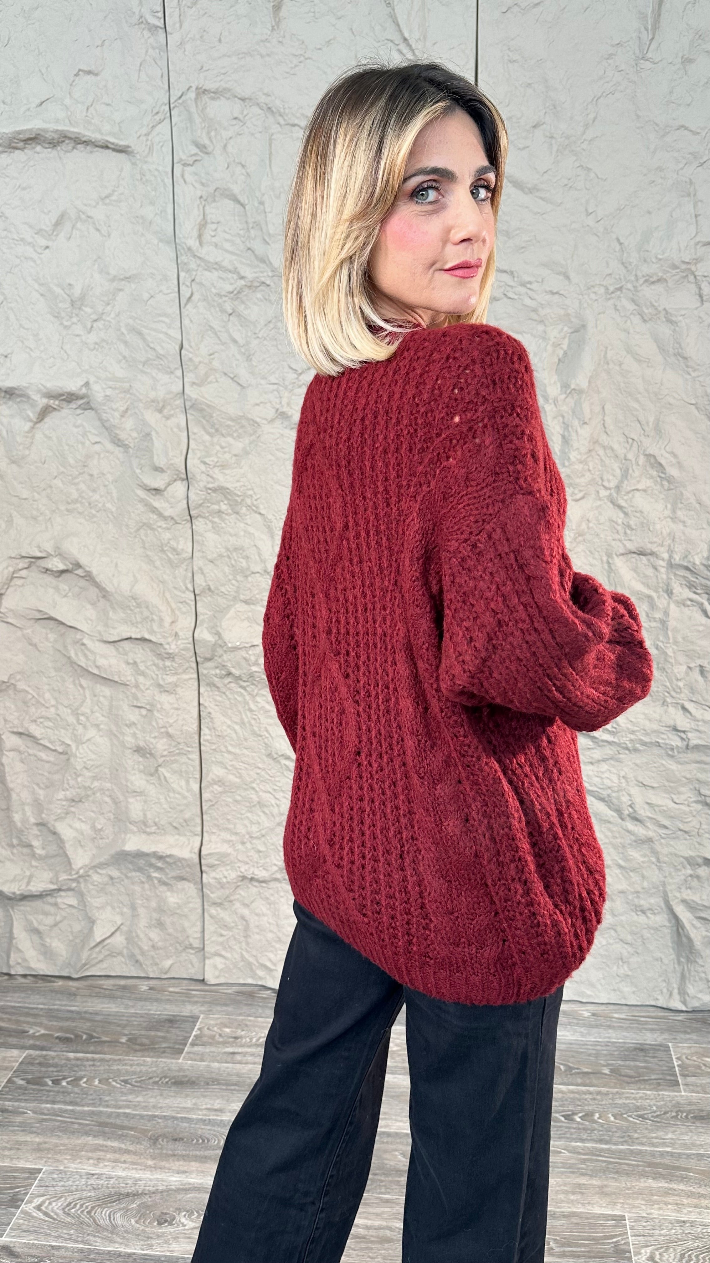 Pull Treccia Bordeaux