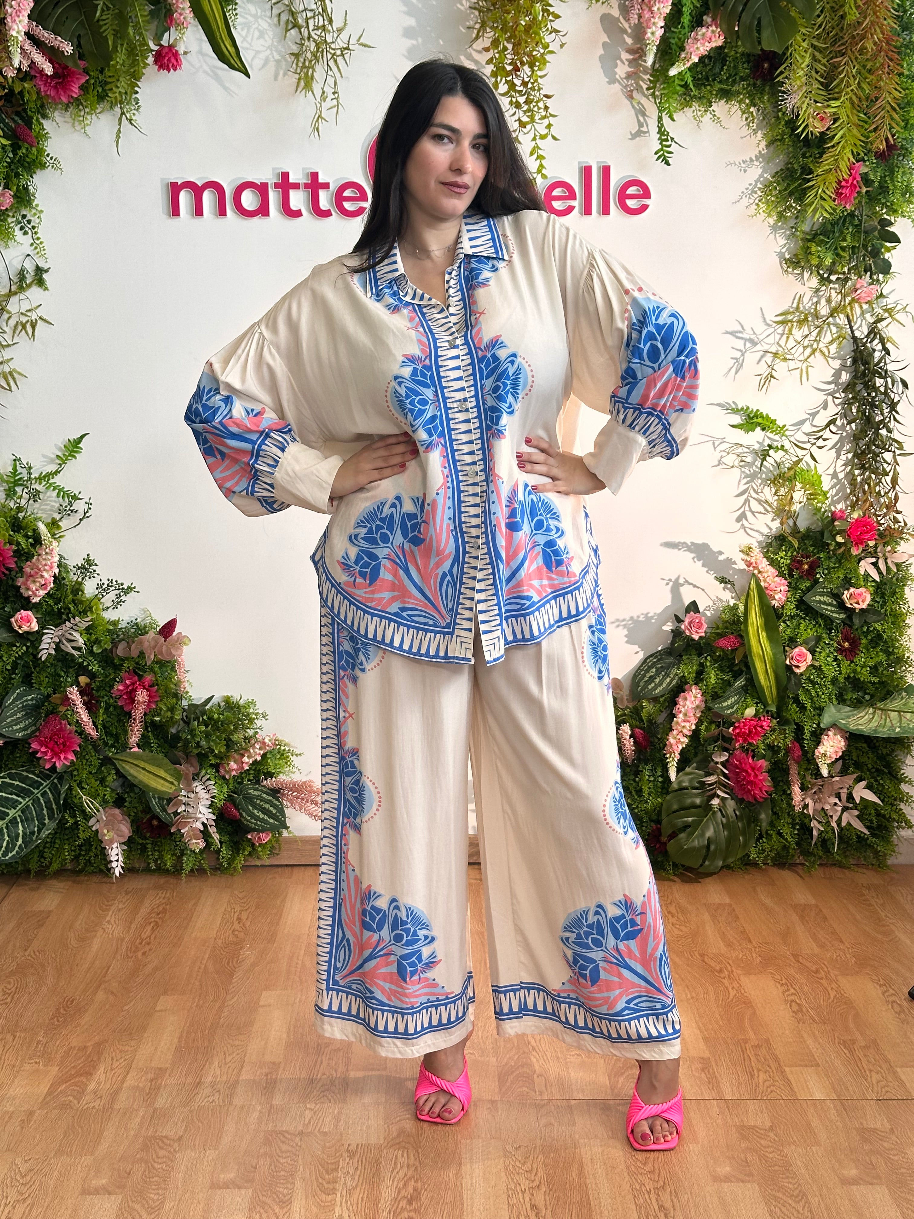 Coordinato Malaga Azzurro fiori