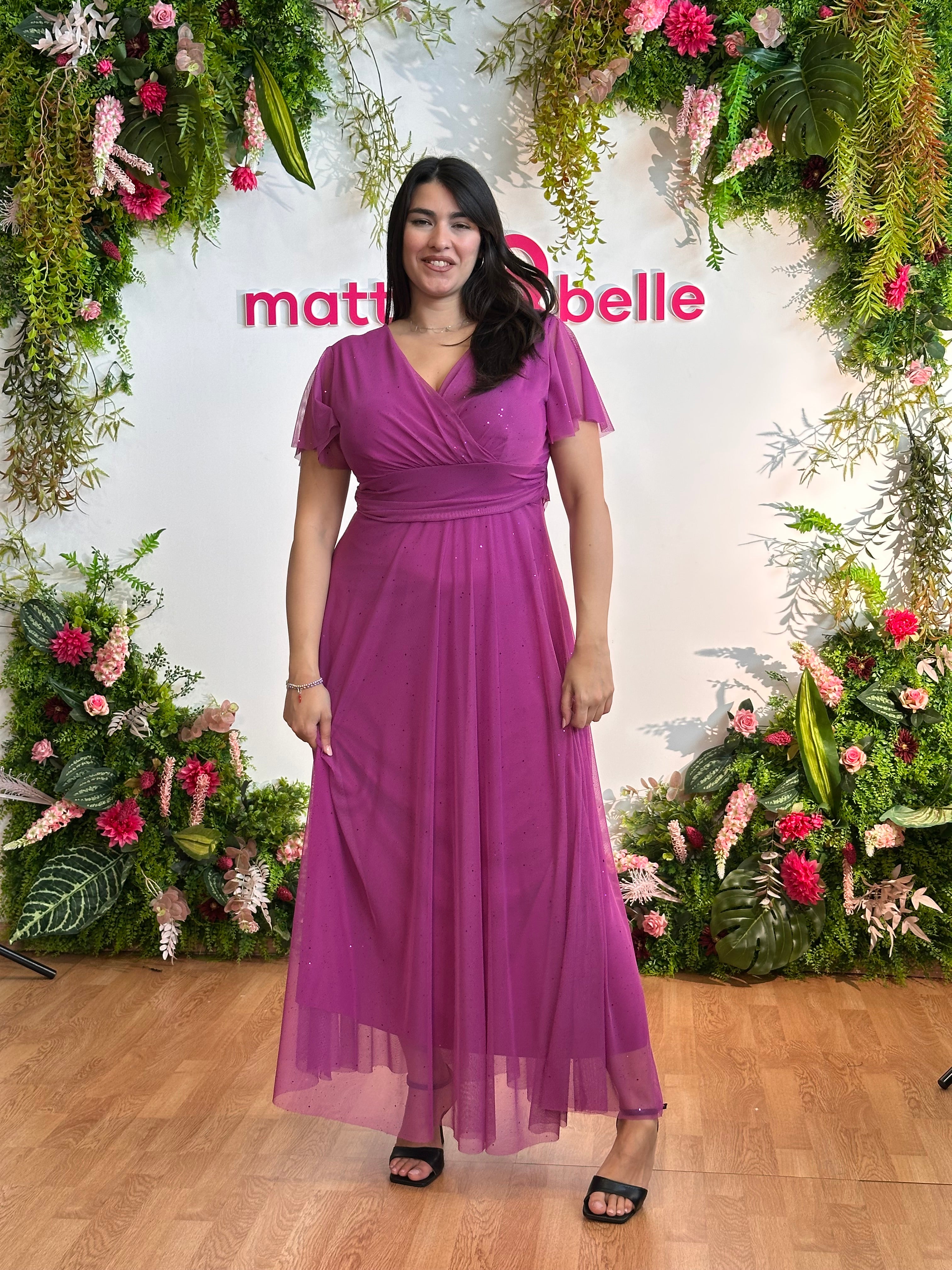 Abito Charlotte glitter curvy magenta