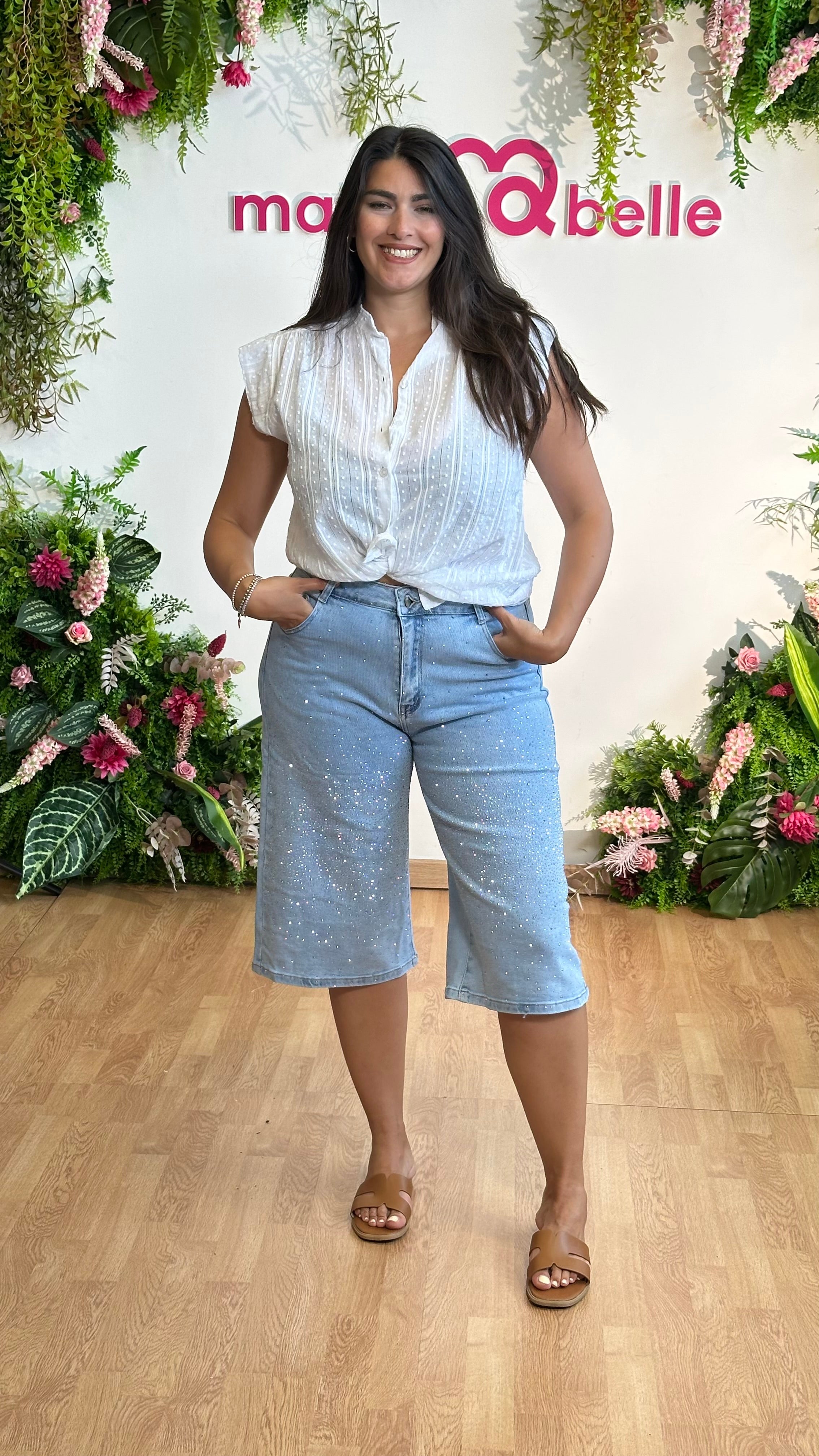 Bermuda jeans strass