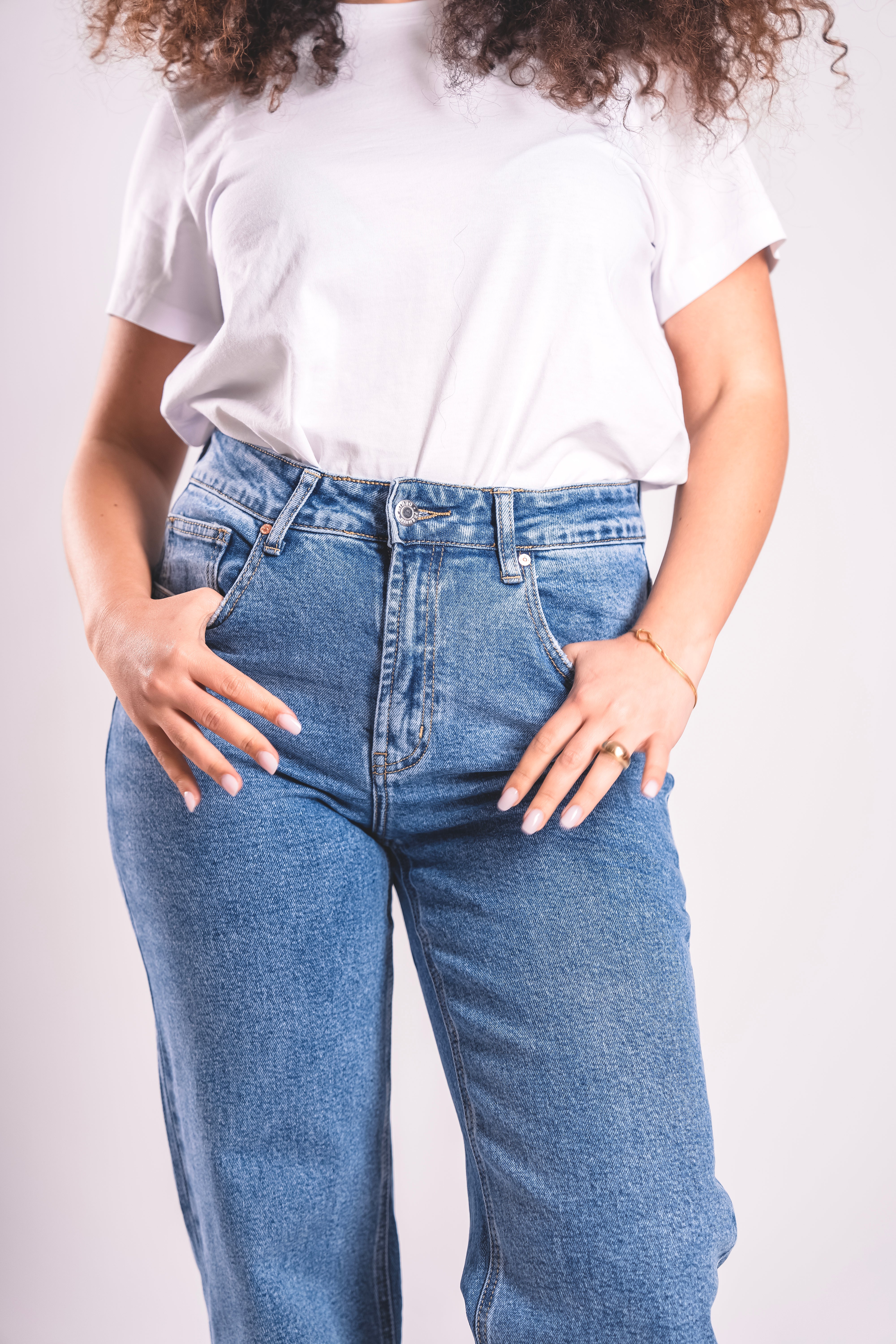 Jeans Straight Vita Alta – Denim Blu Medio