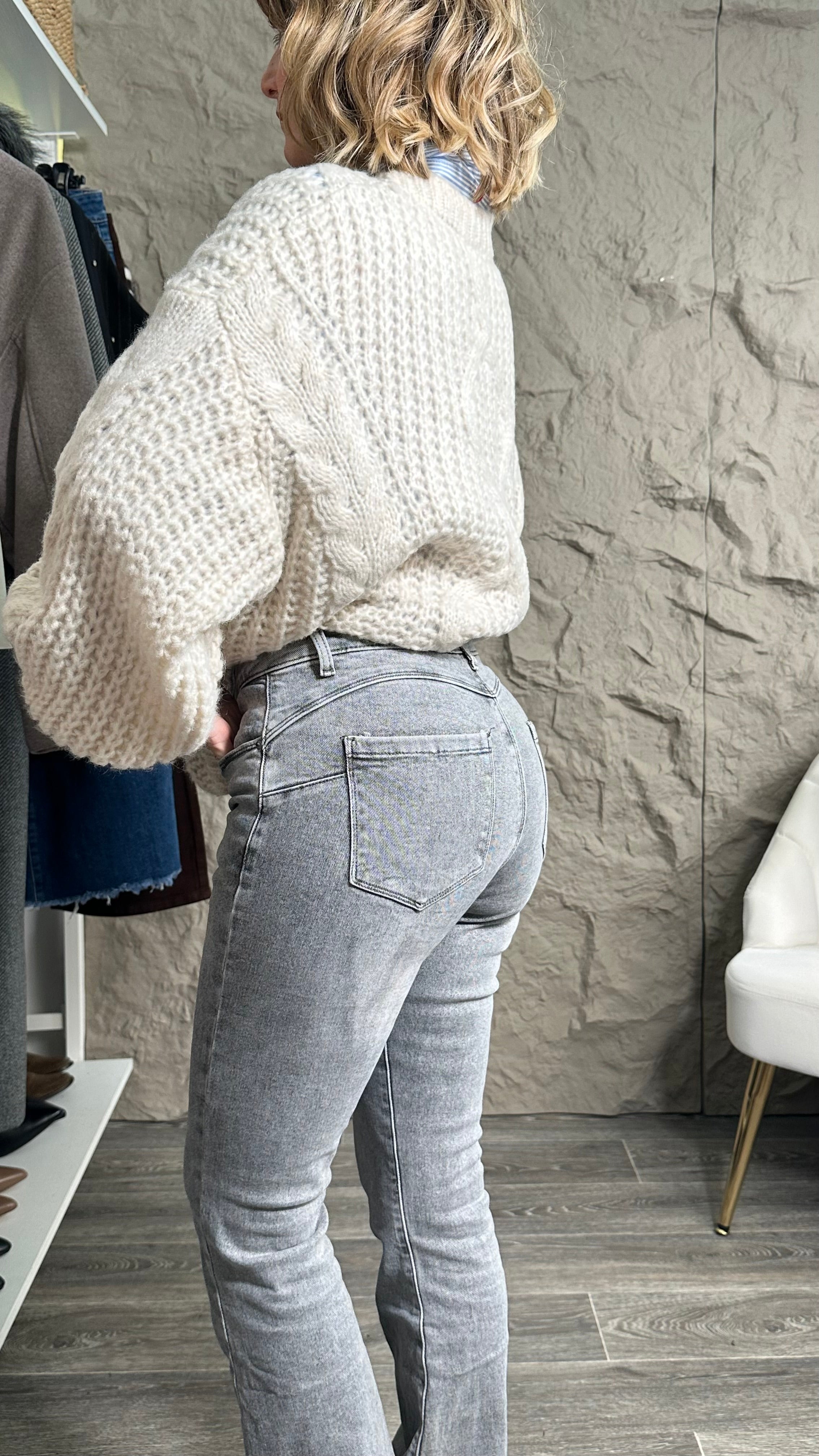 Jeans zampa -5kg push up grigio