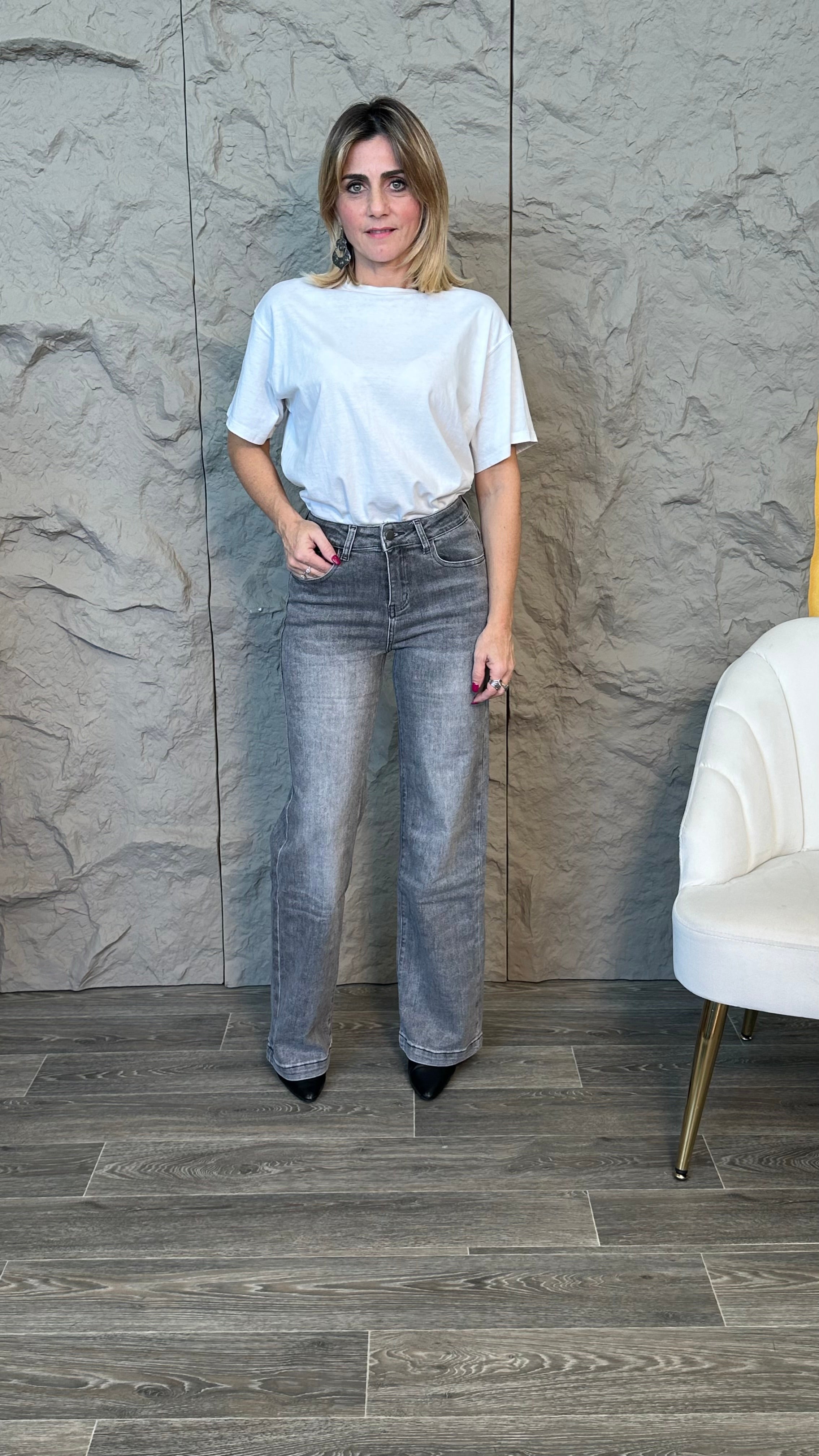 Jeans Wide leg grigio