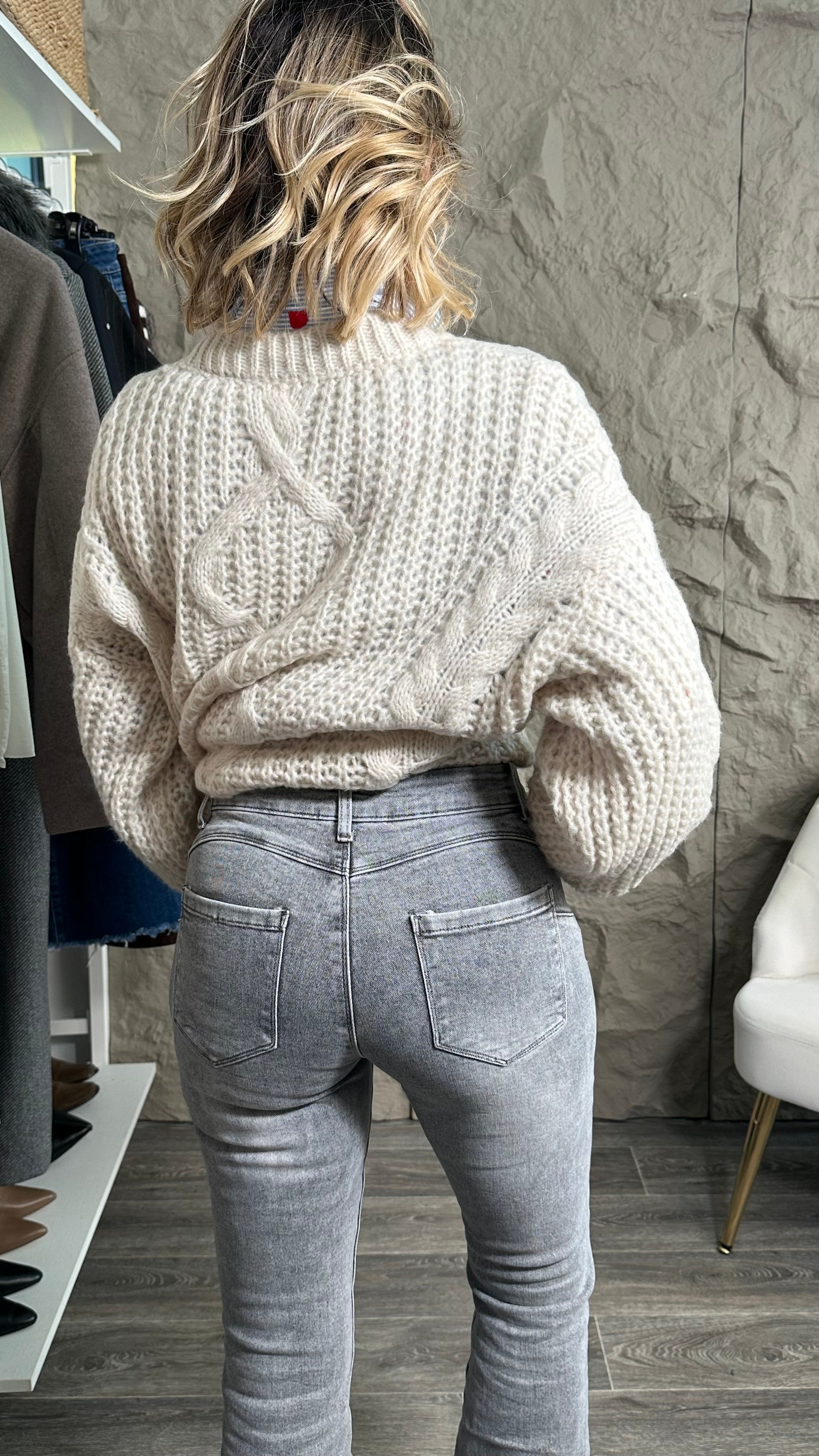 Jeans zampa -5kg push up grigio