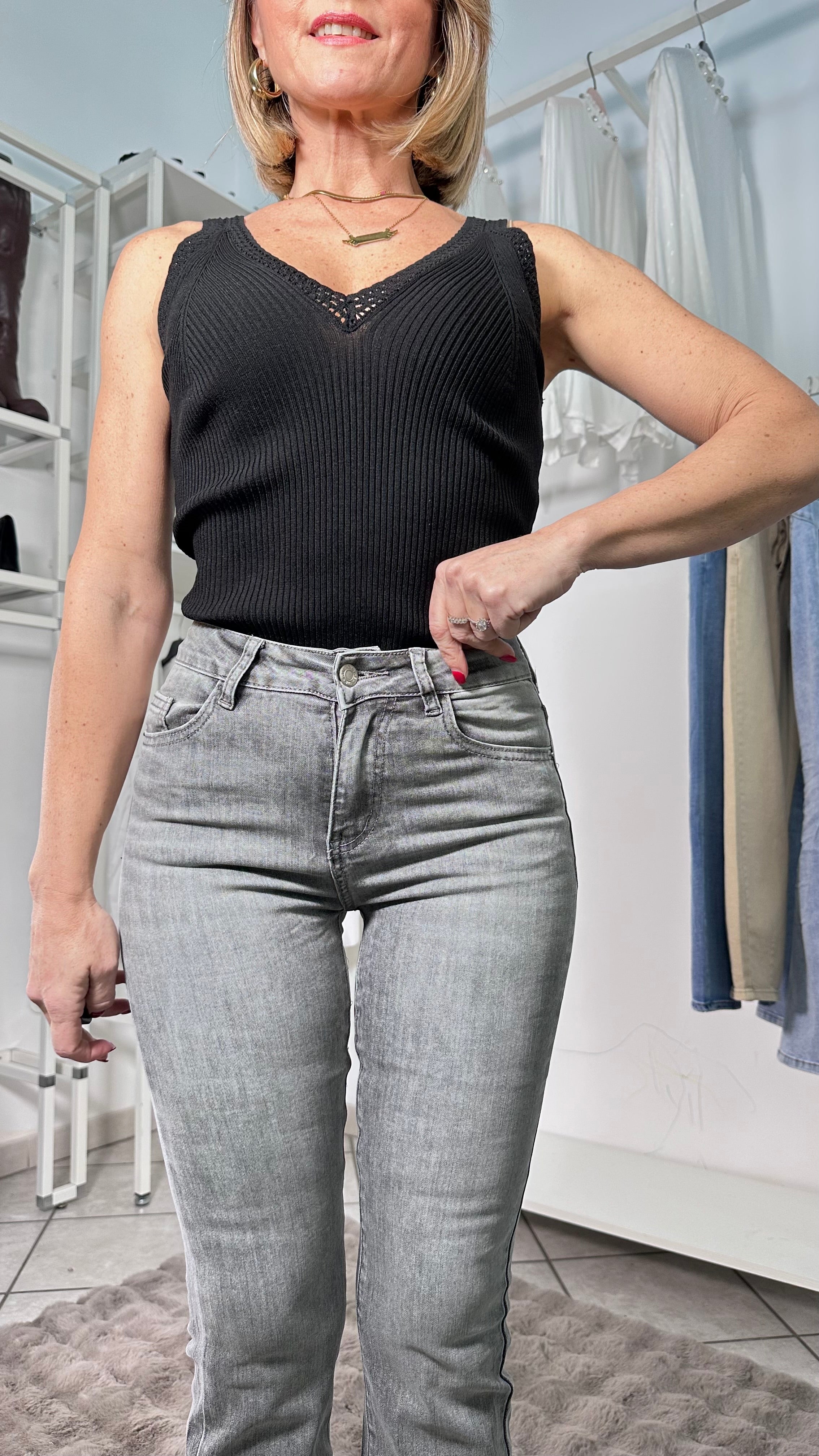 Jeans Flare Long Fit Grigio