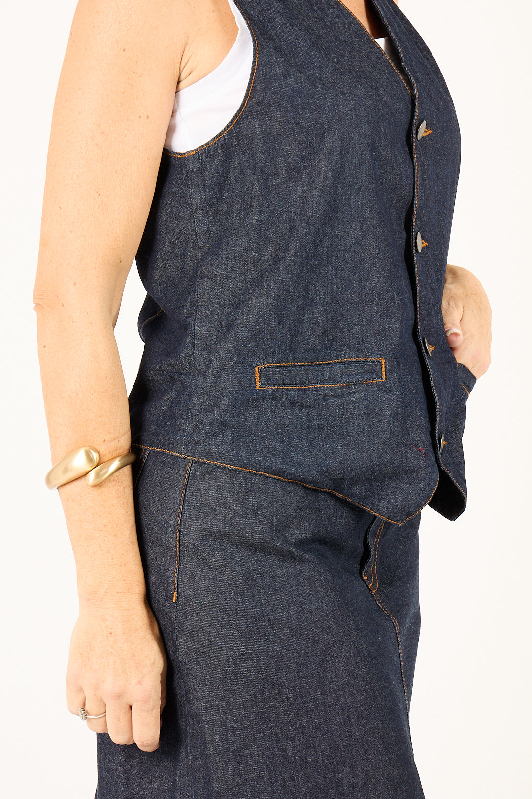 Gilet Denim Couture lavaggio scuro