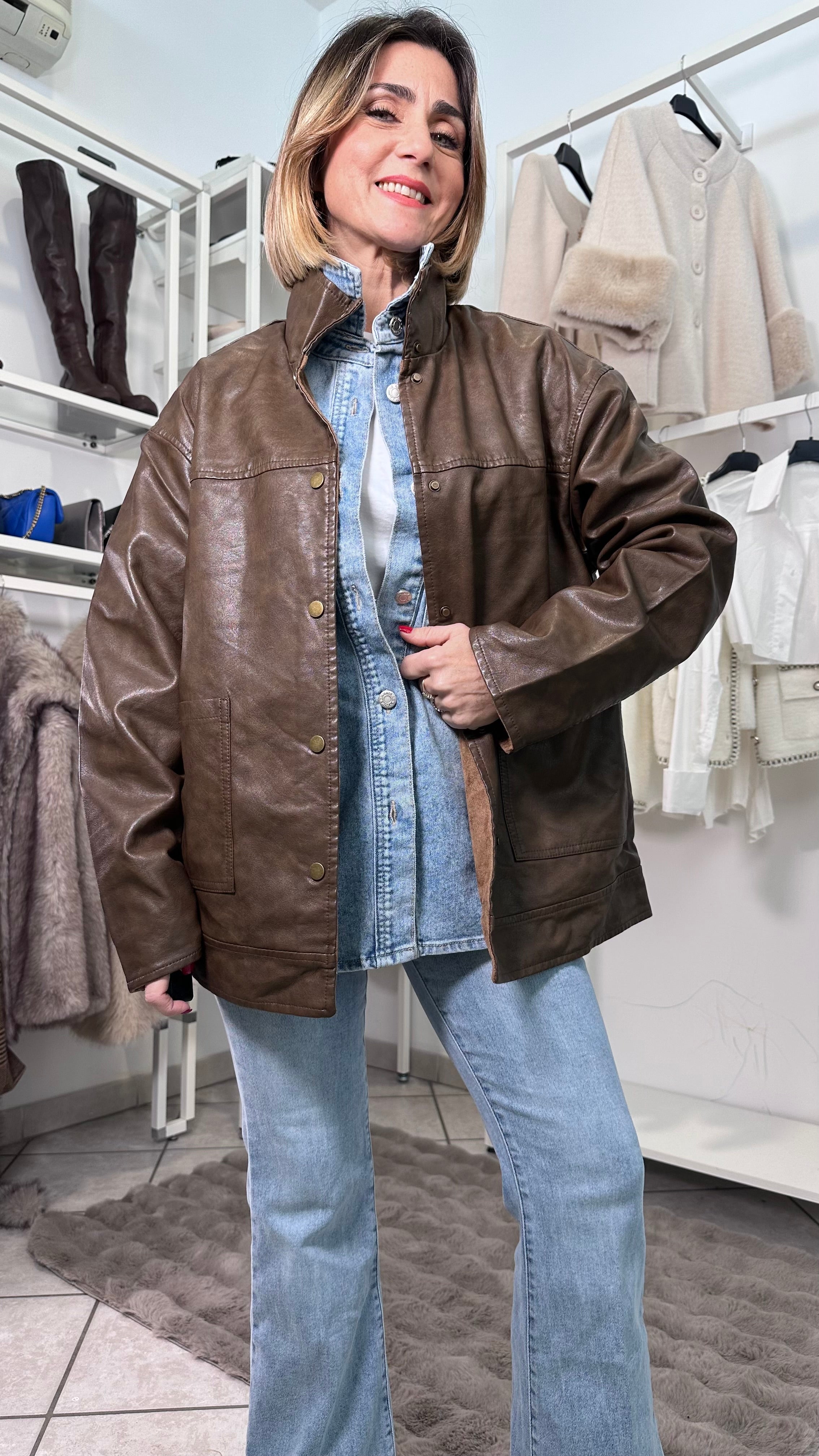 Giacca Urban Leather Reversibile caffè