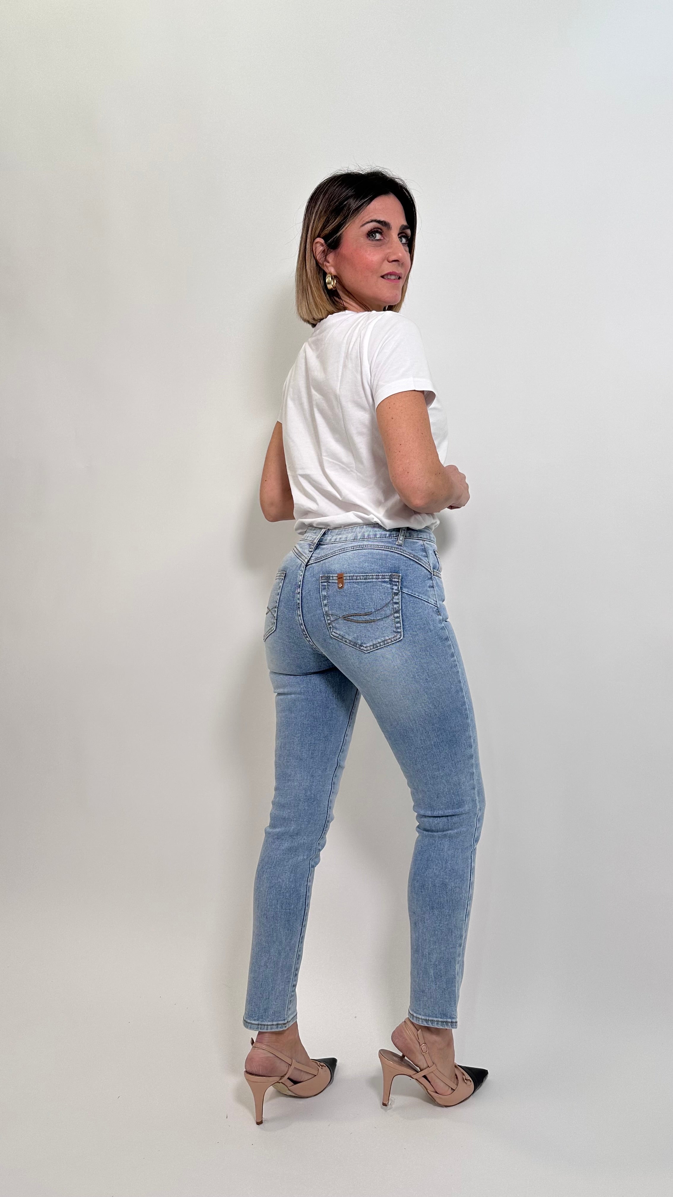 Jeans Skinny Push-Up lavaggio chiaro