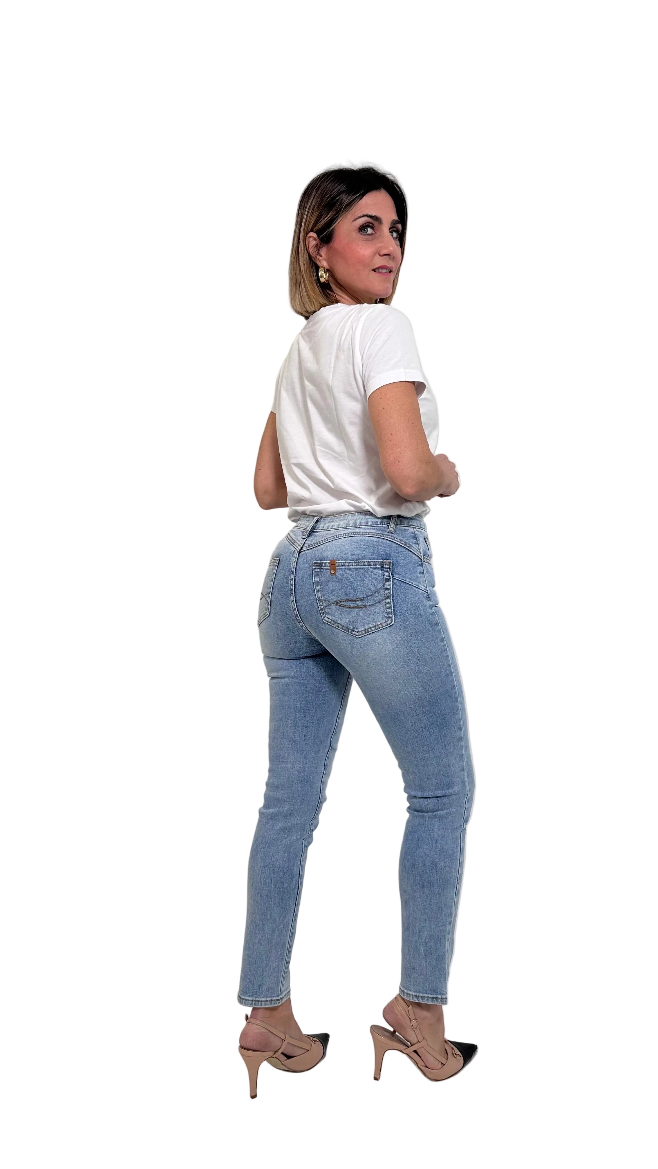 Jeans Skinny Push-Up lavaggio chiaro