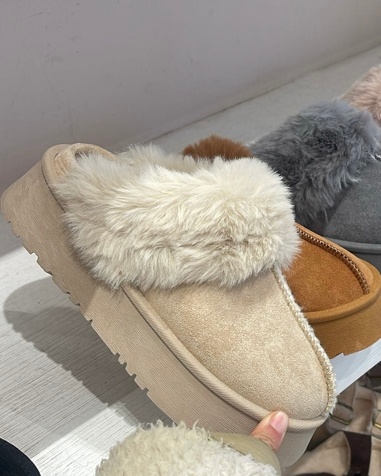 Mules peluche platform