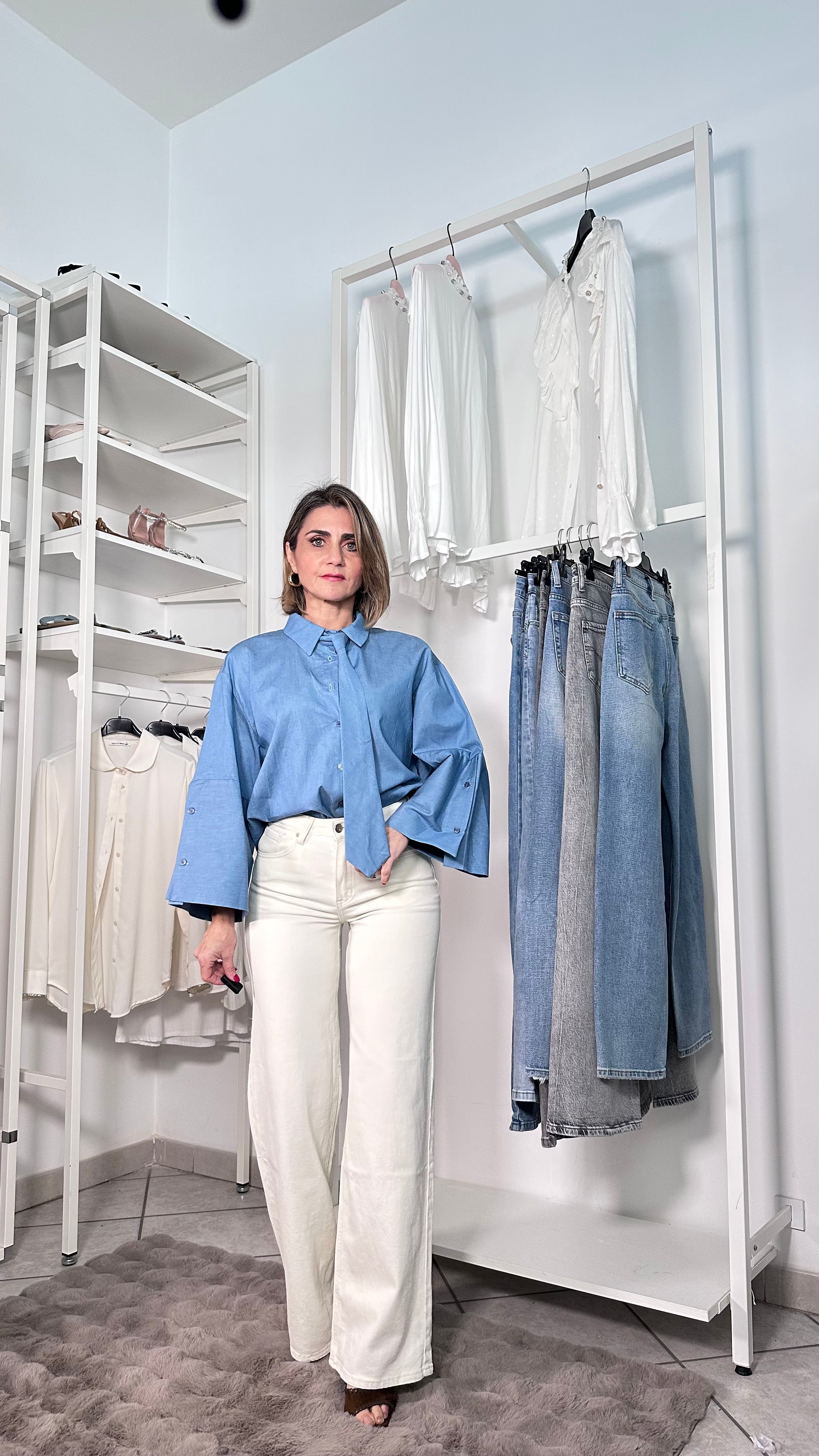 Jeans Wide leg panna