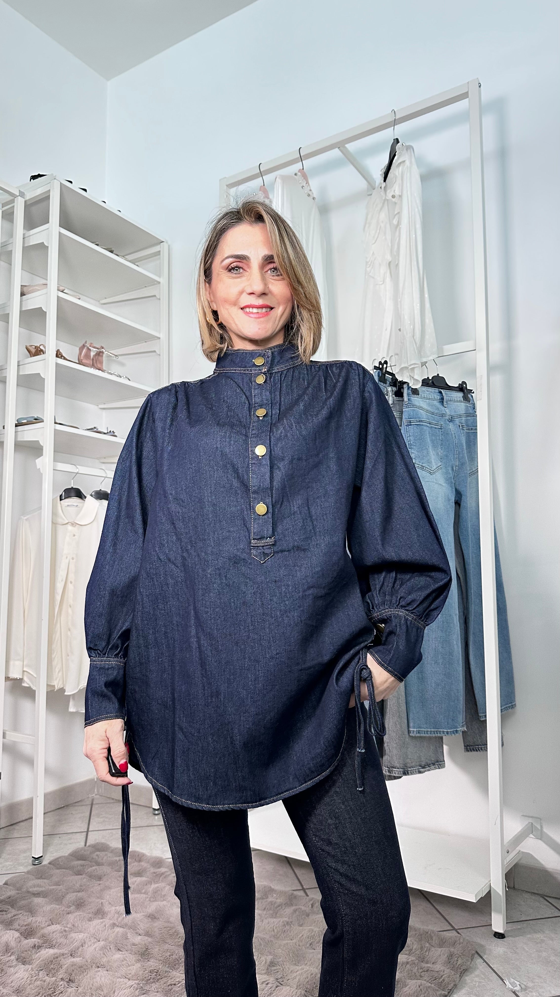 Camicia Denim Scuro Soft Fit