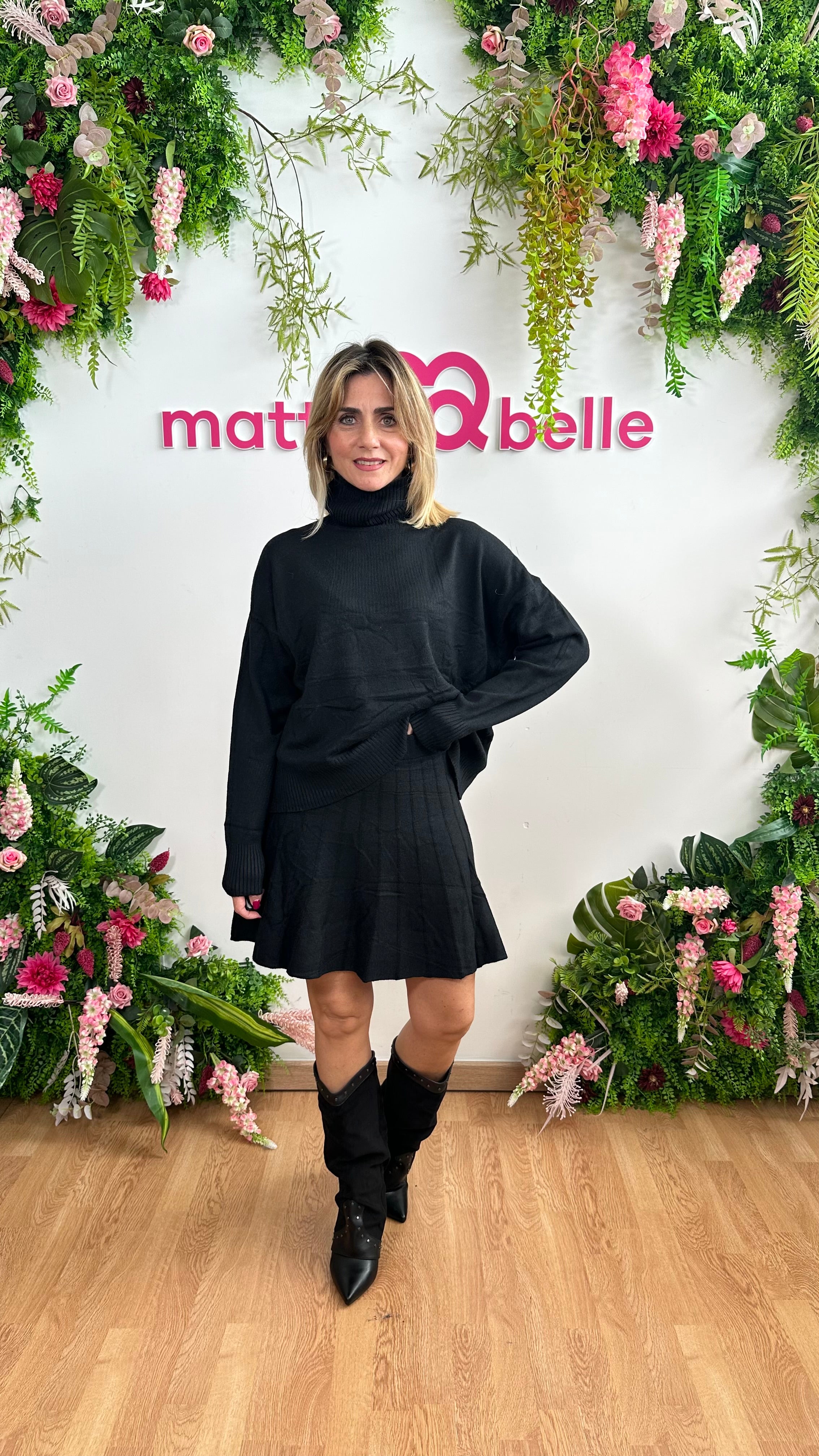 Coordinato in maglia Stefany nero