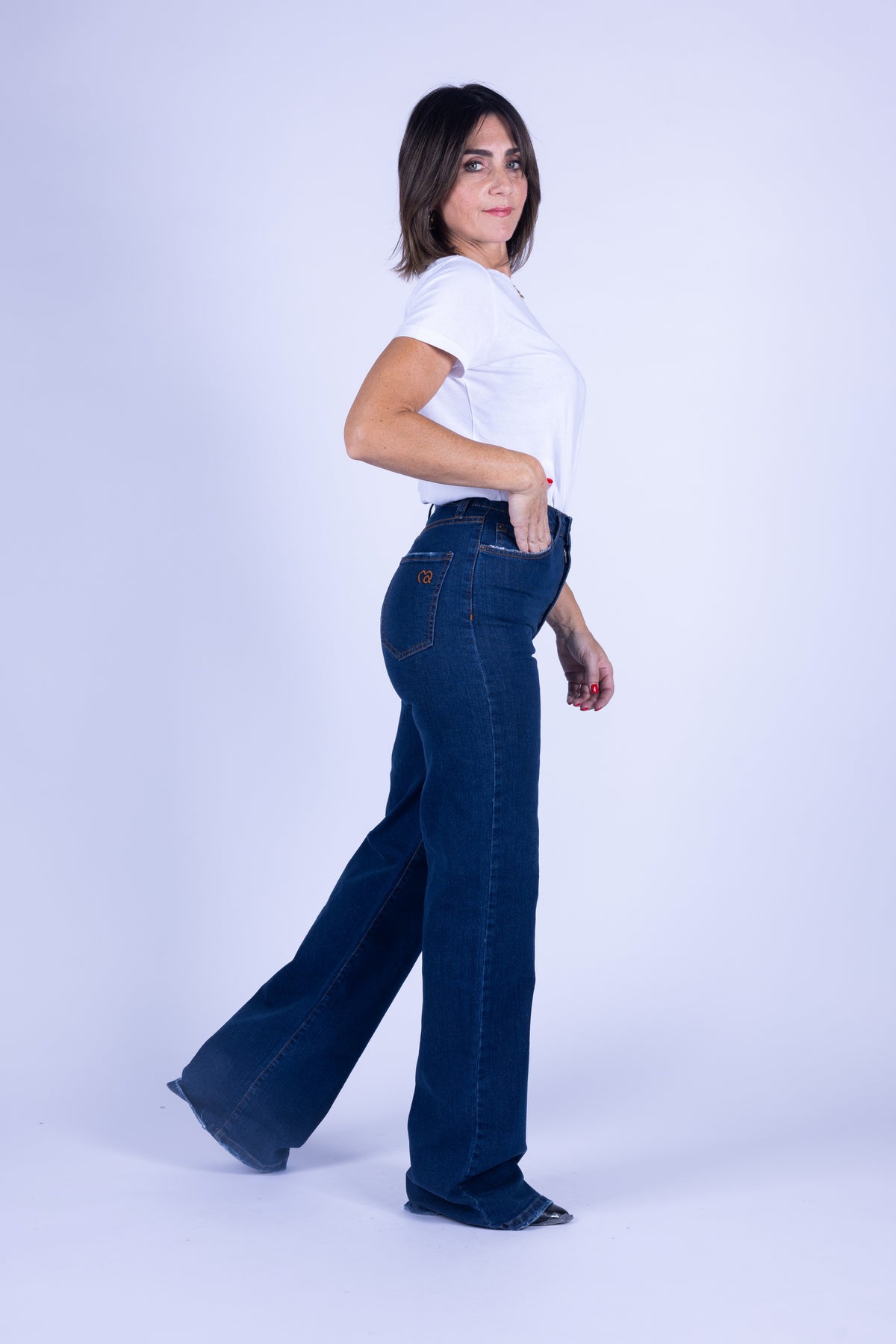 JEANS PALAZZO VITA ALTA STRETCH PUSH UP COUTURE