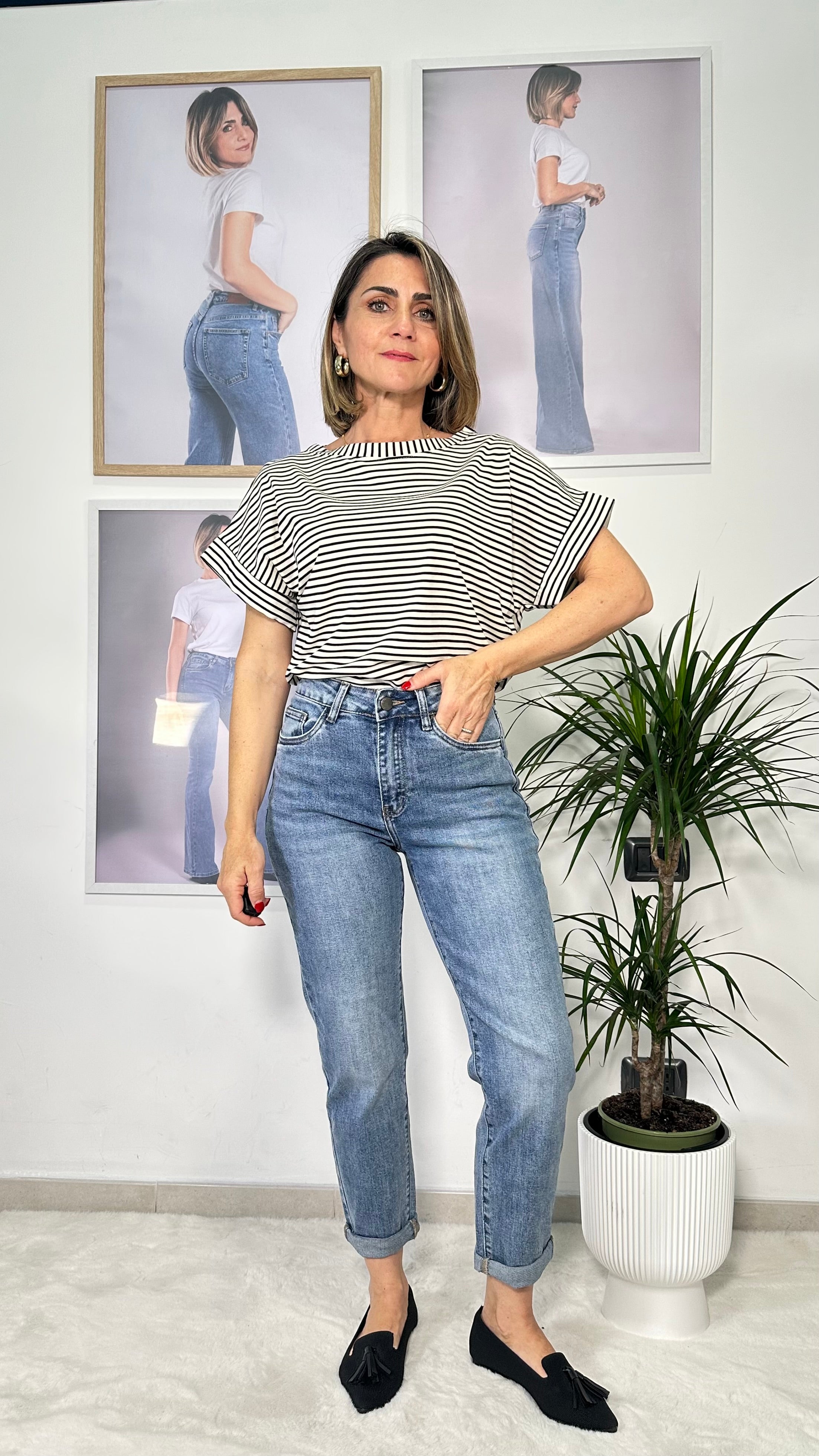 Jeans Mom Fit Denim Chiaro Soft Comfort