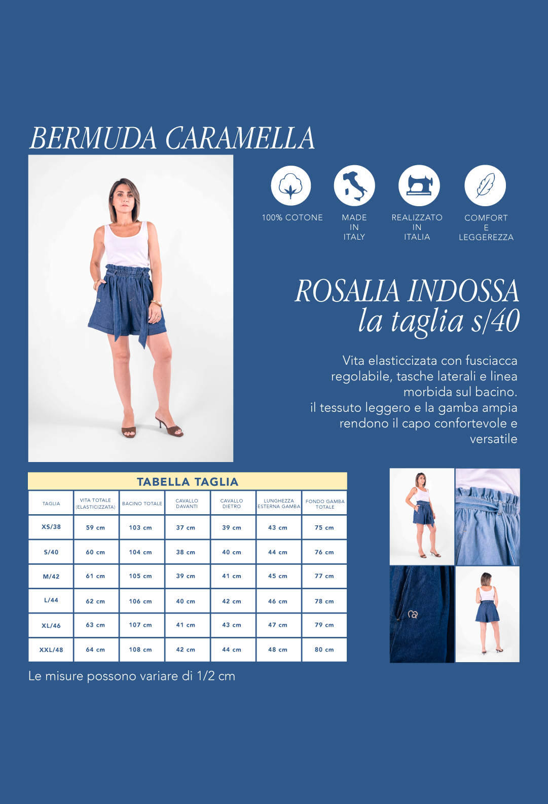 Bermuda Caramella Cuoture Denim chiaro