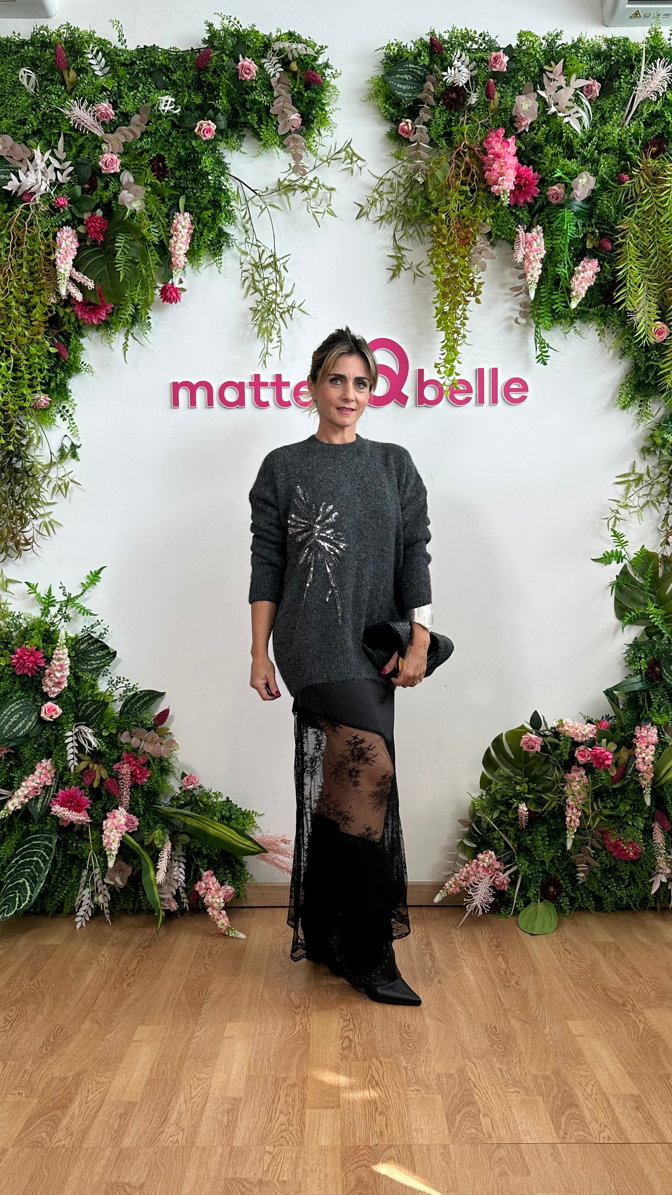 Pull Fiore Paillettes Grigio