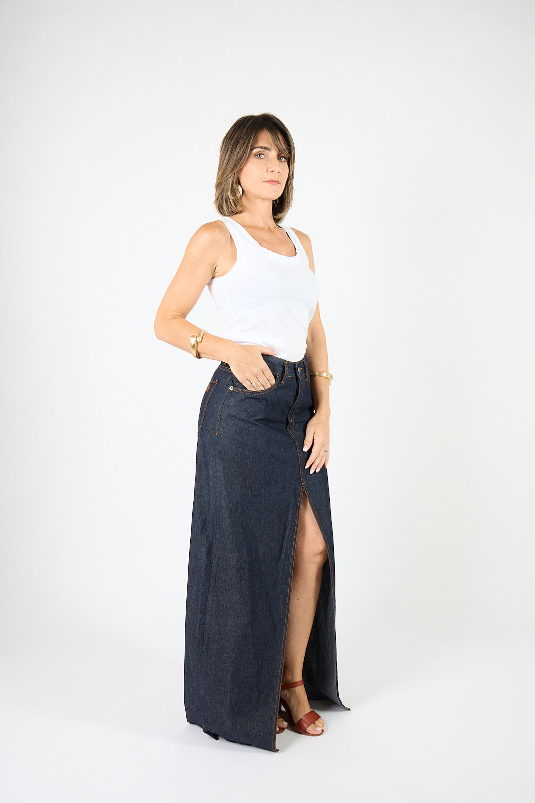 Gonna Longuette Denim Couture – Lavaggio scuro