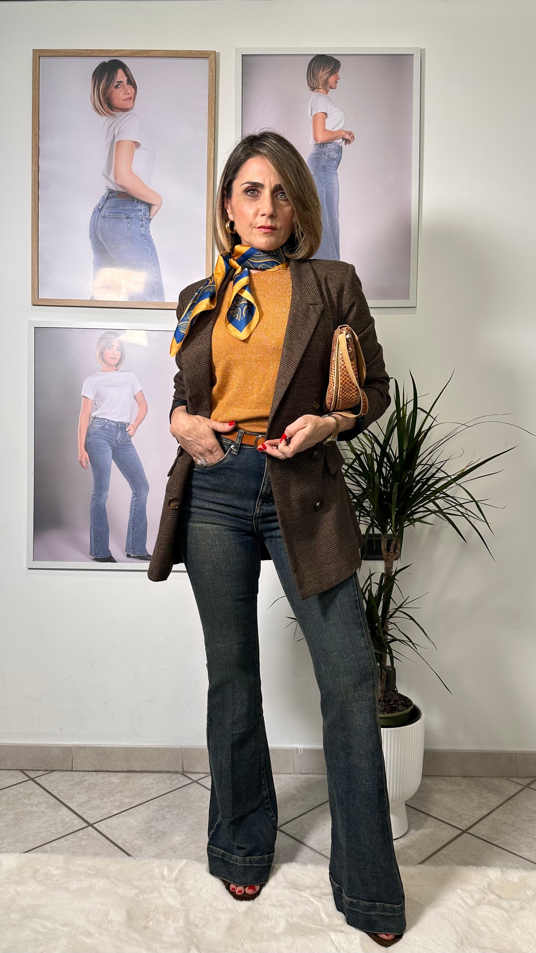 Jeans Angel -Kg  French Fit denim vintage scuro sabbiato