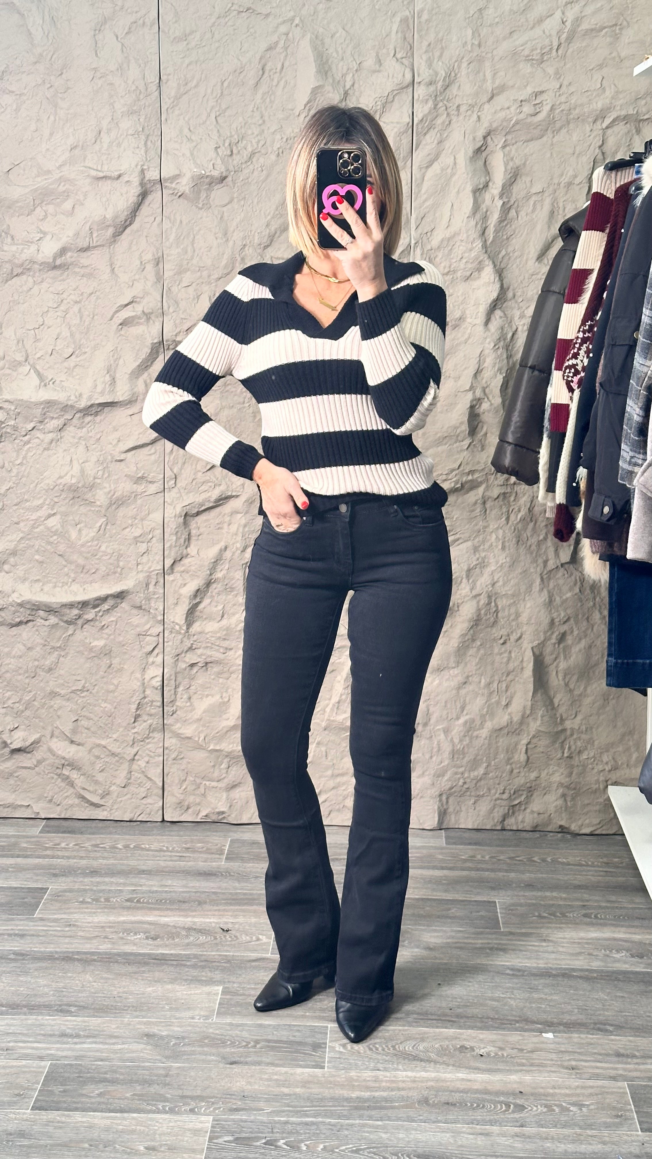 Jeans a zampa  -5 Kg push up nero