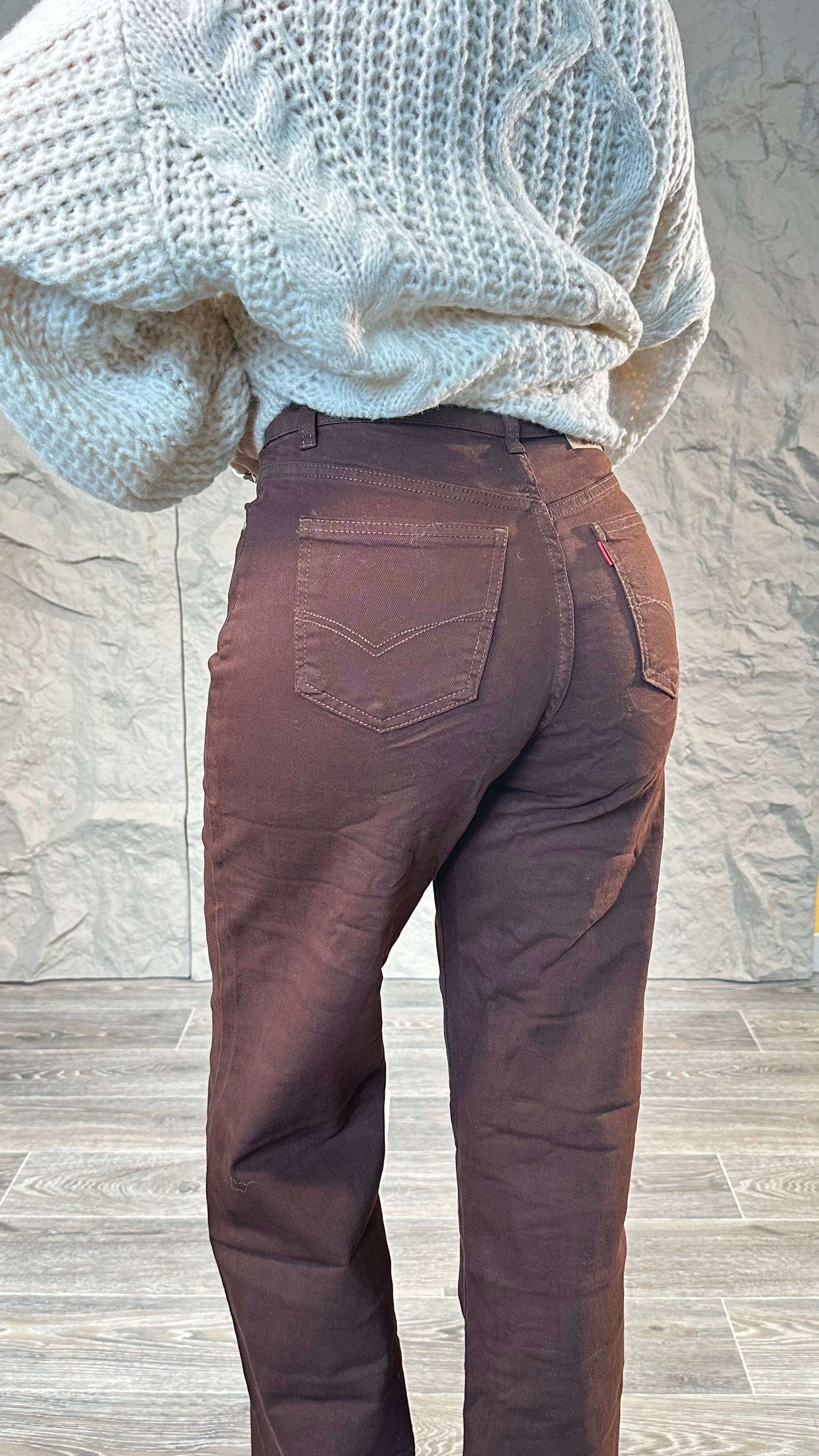 Jeans Wide leg marrone cioccolato