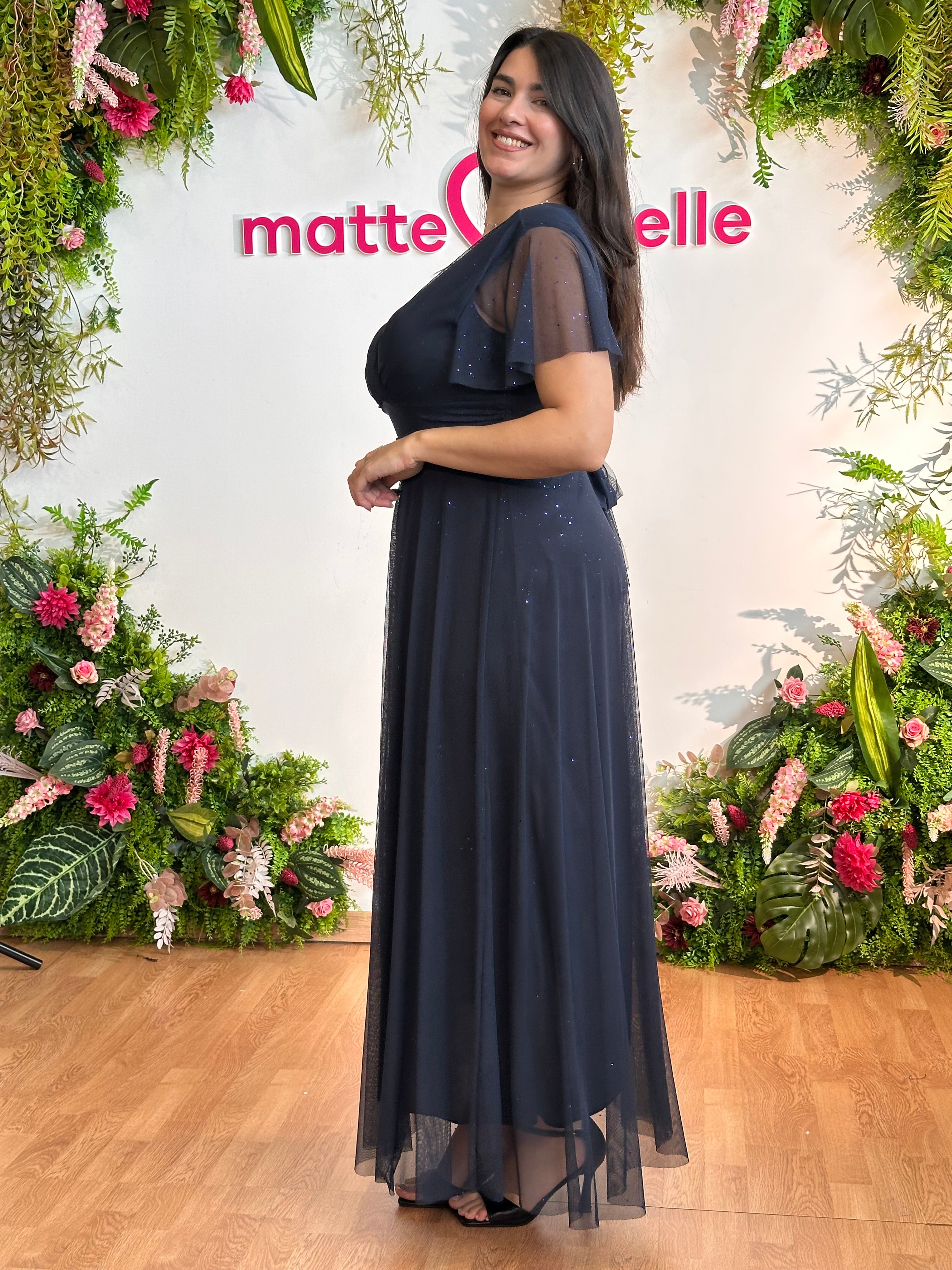 Abito Charlotte Glitter curvy blu notte