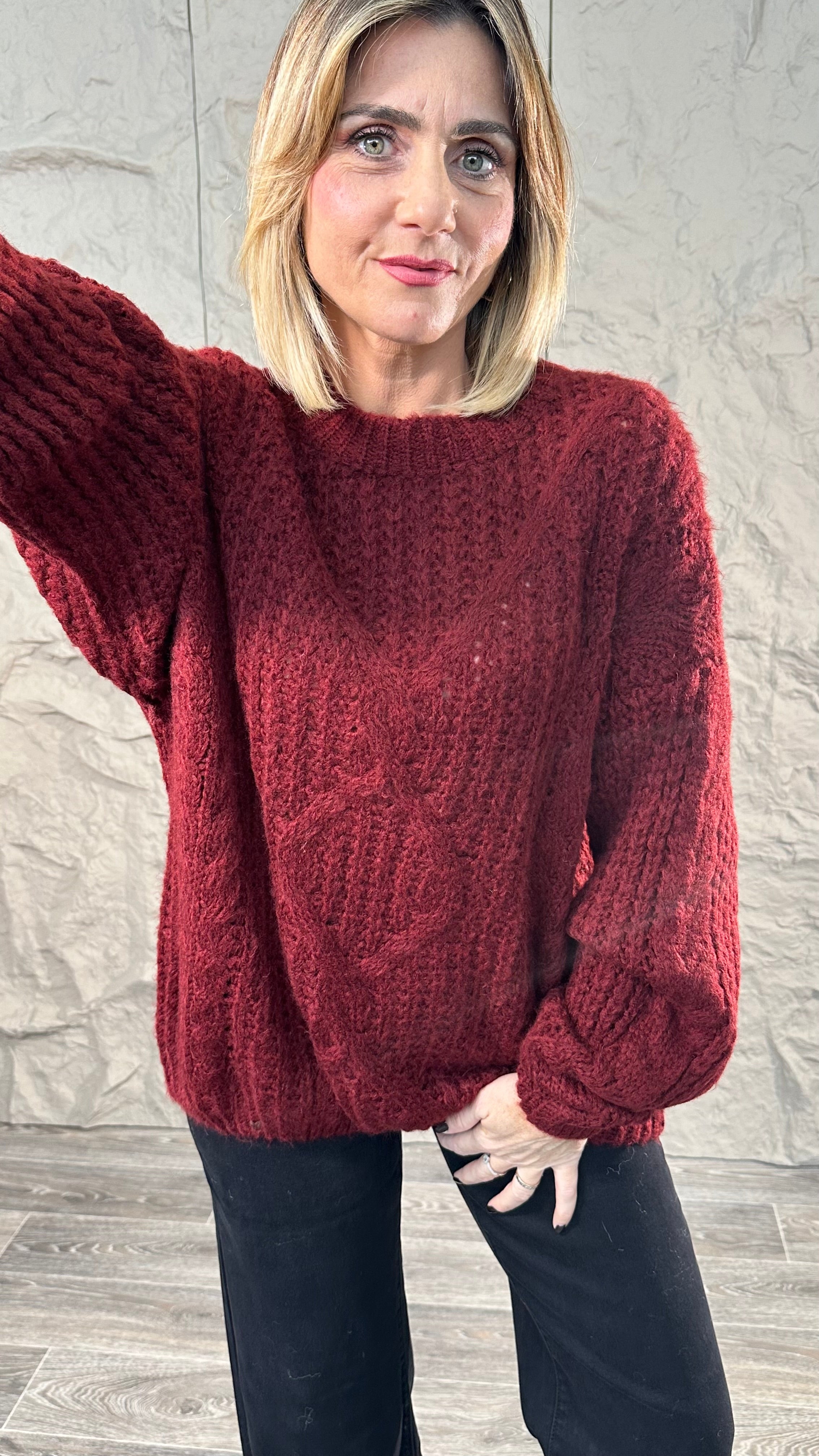 Pull Treccia Bordeaux