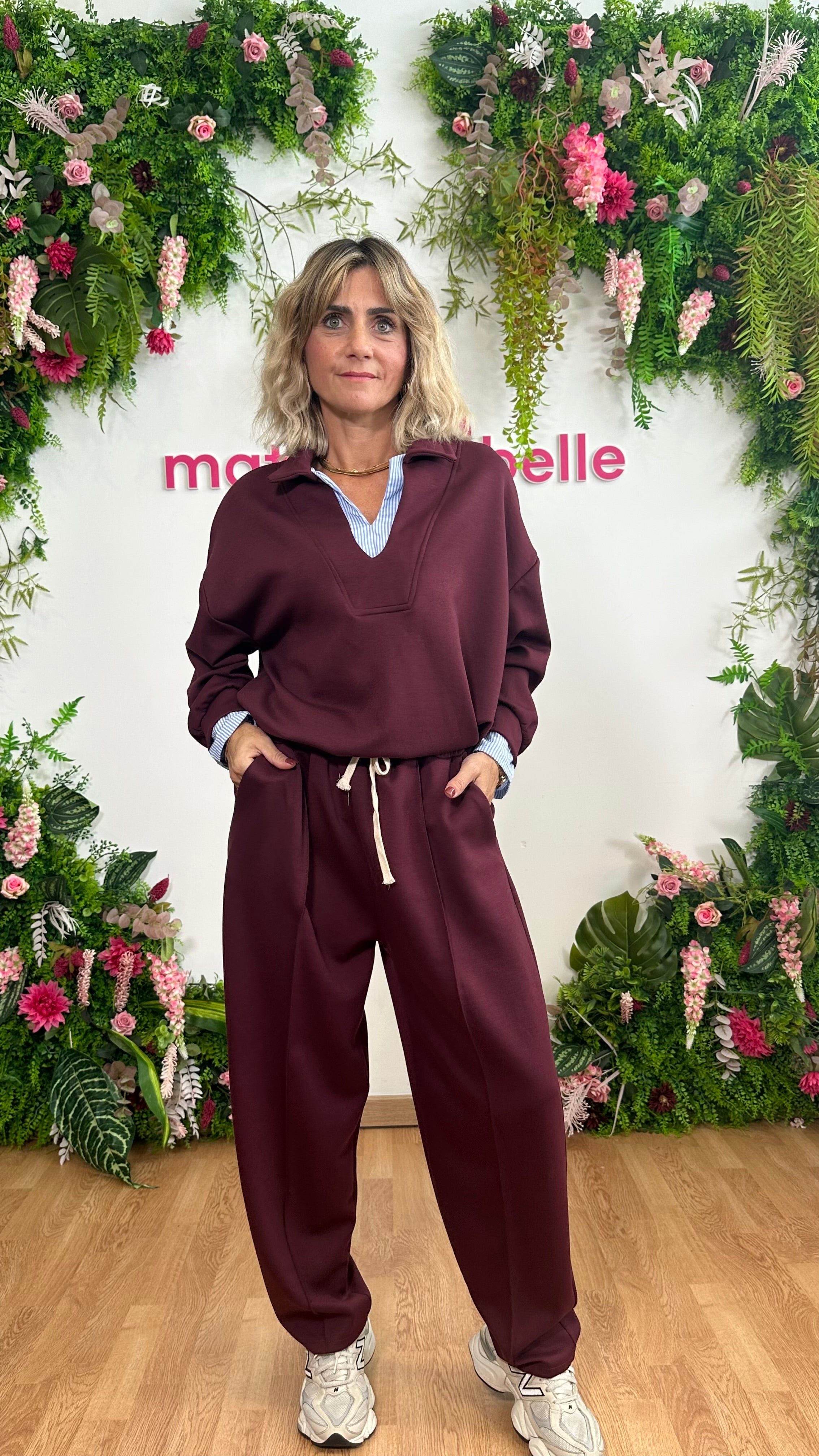 Coordinato effetto camicia Bordeaux