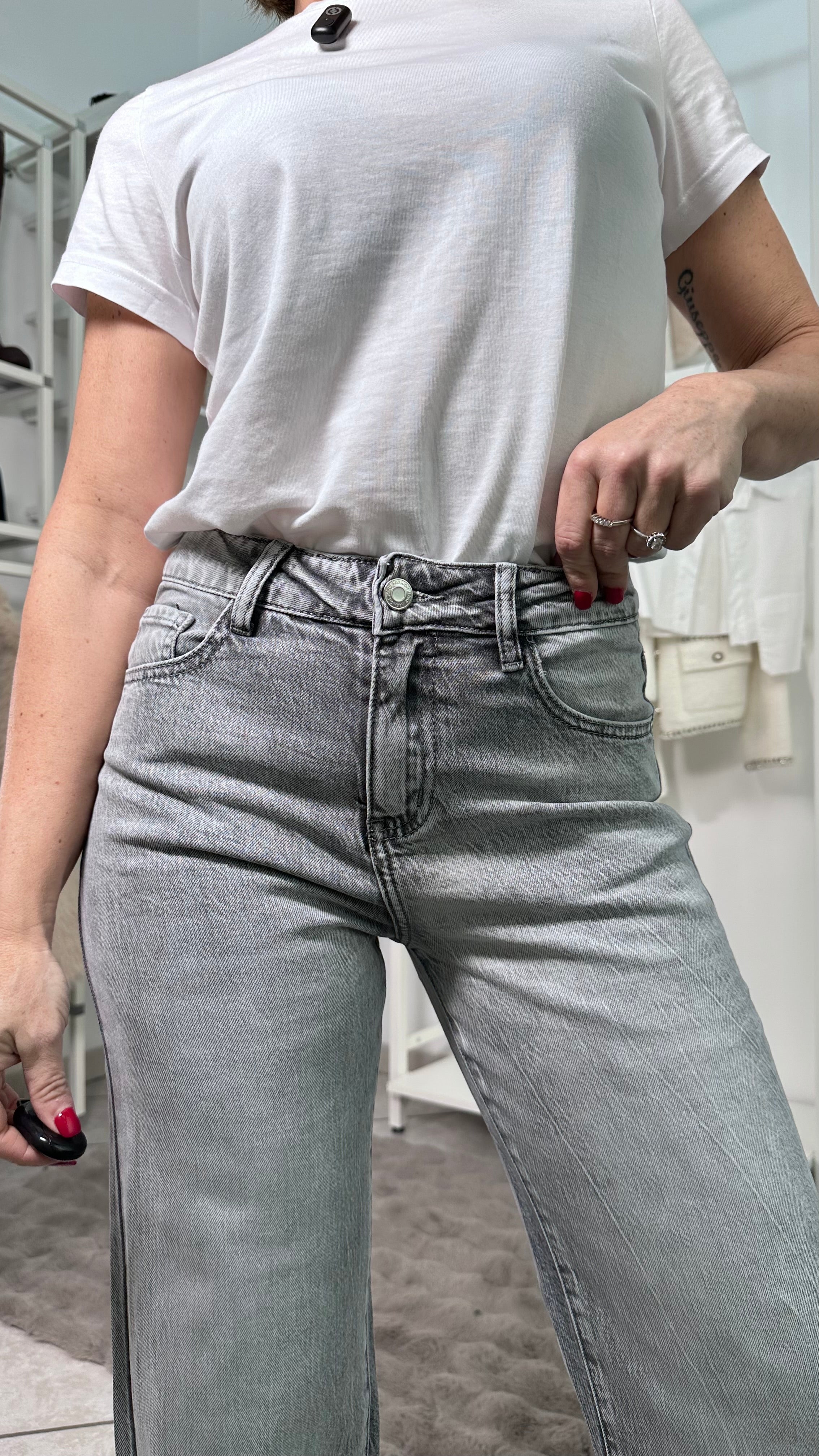 Jeans Wide leg Grigio estivo