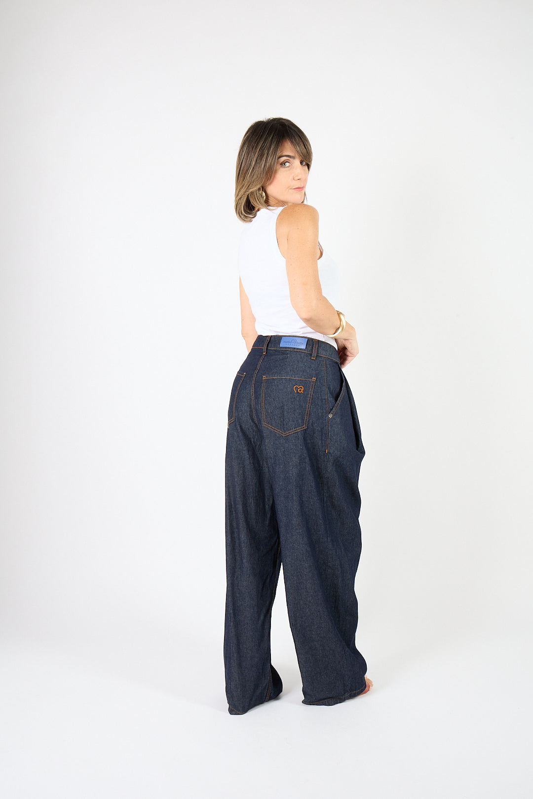 Jeans Baggy Couture lavaggio scuro
