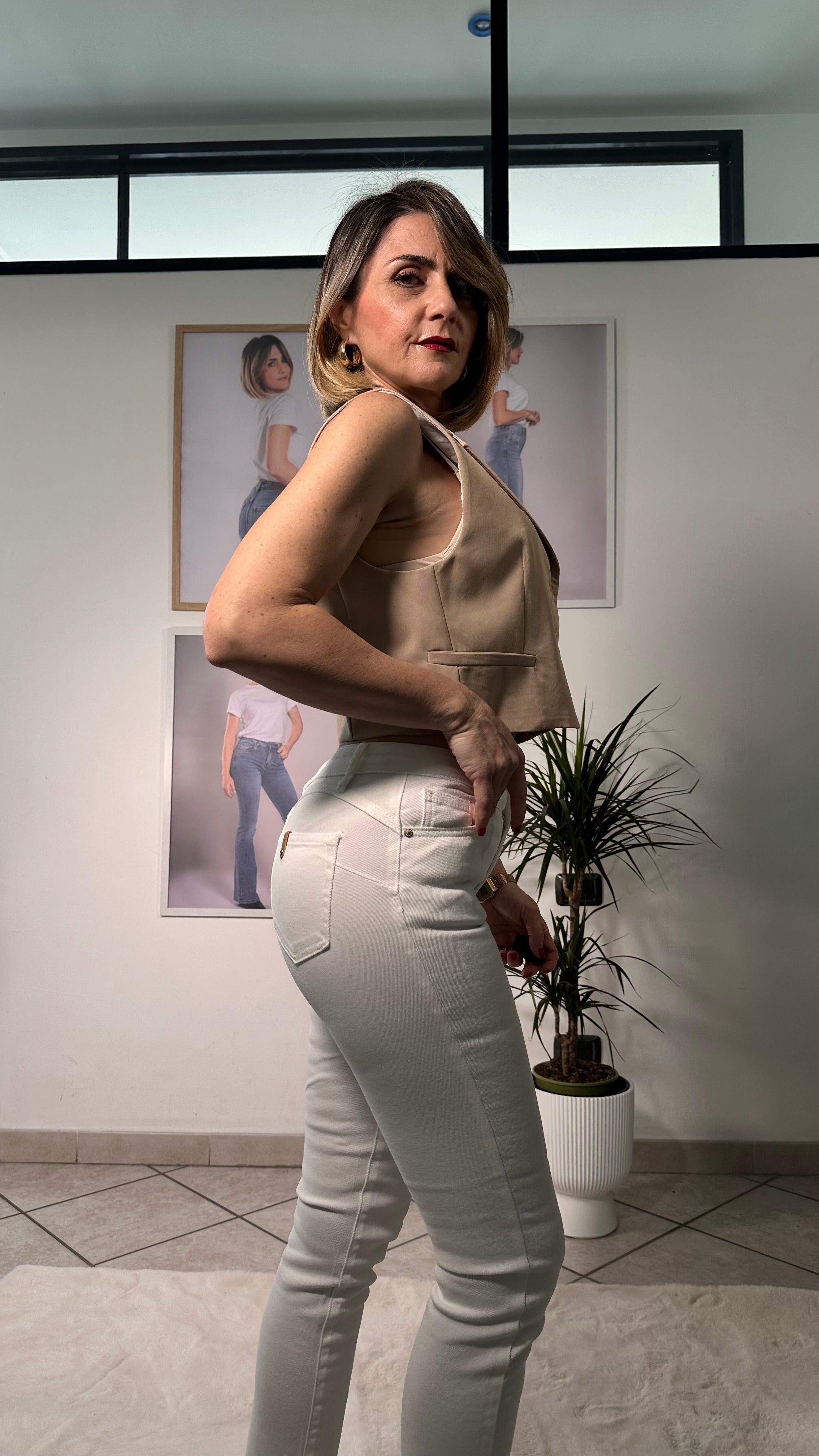 Jeans Skinny Push-Up Bianco Perla