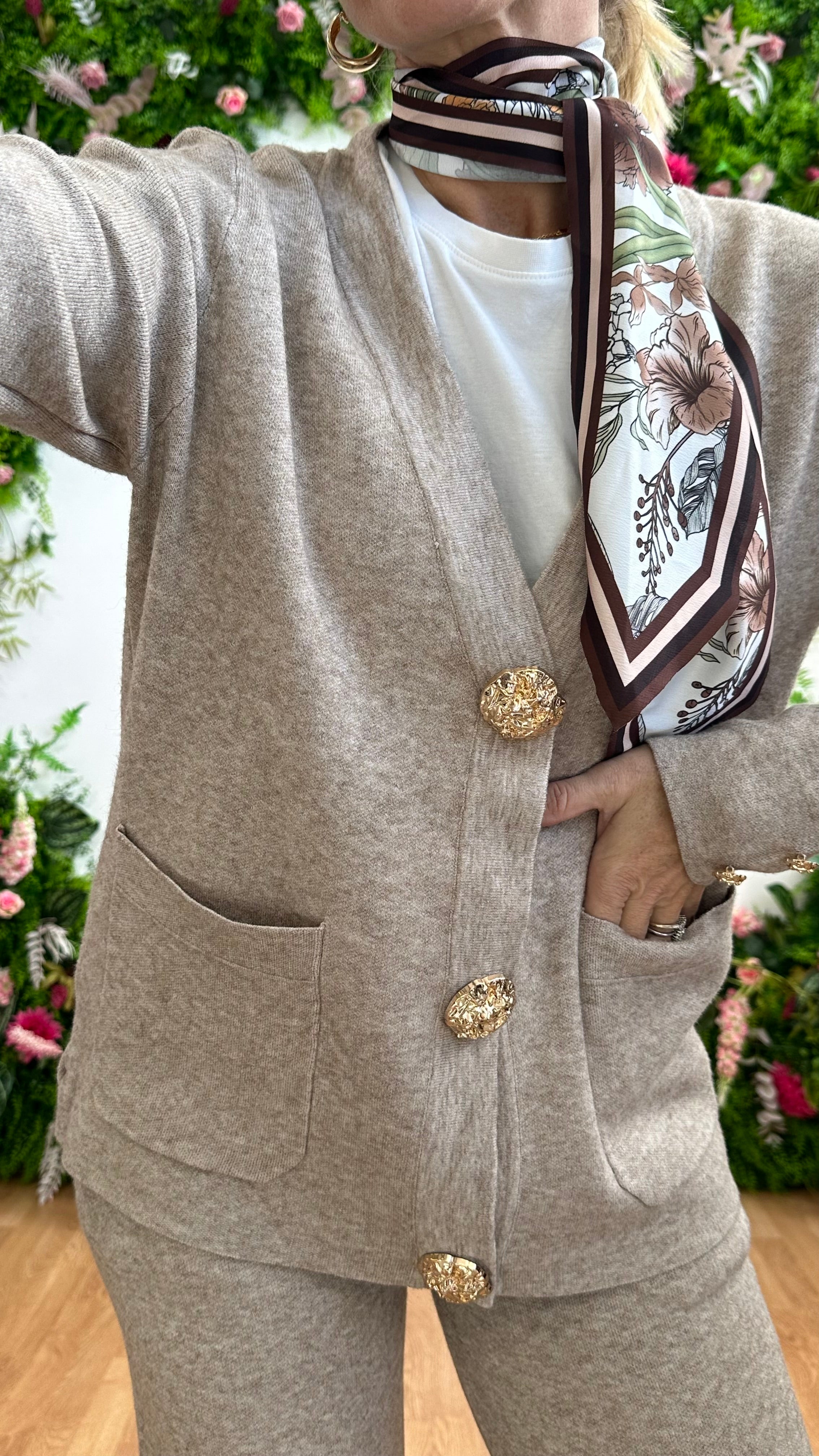 coordinato Rose Manica Lunga tortora