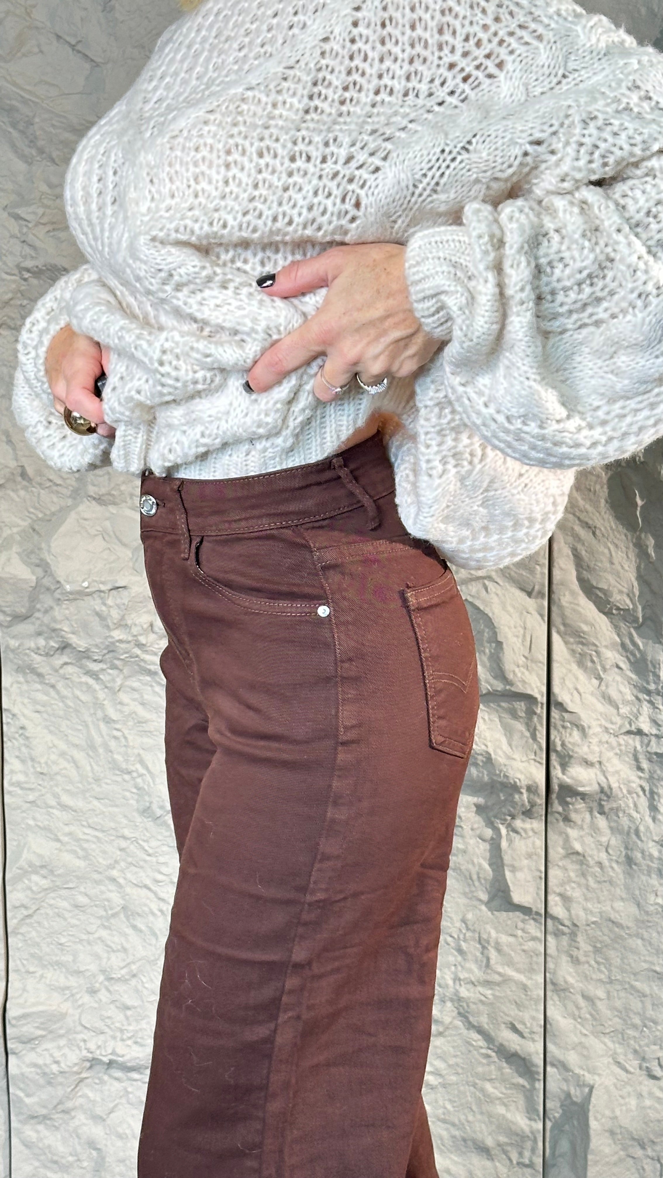 Jeans Wide leg marrone cioccolato