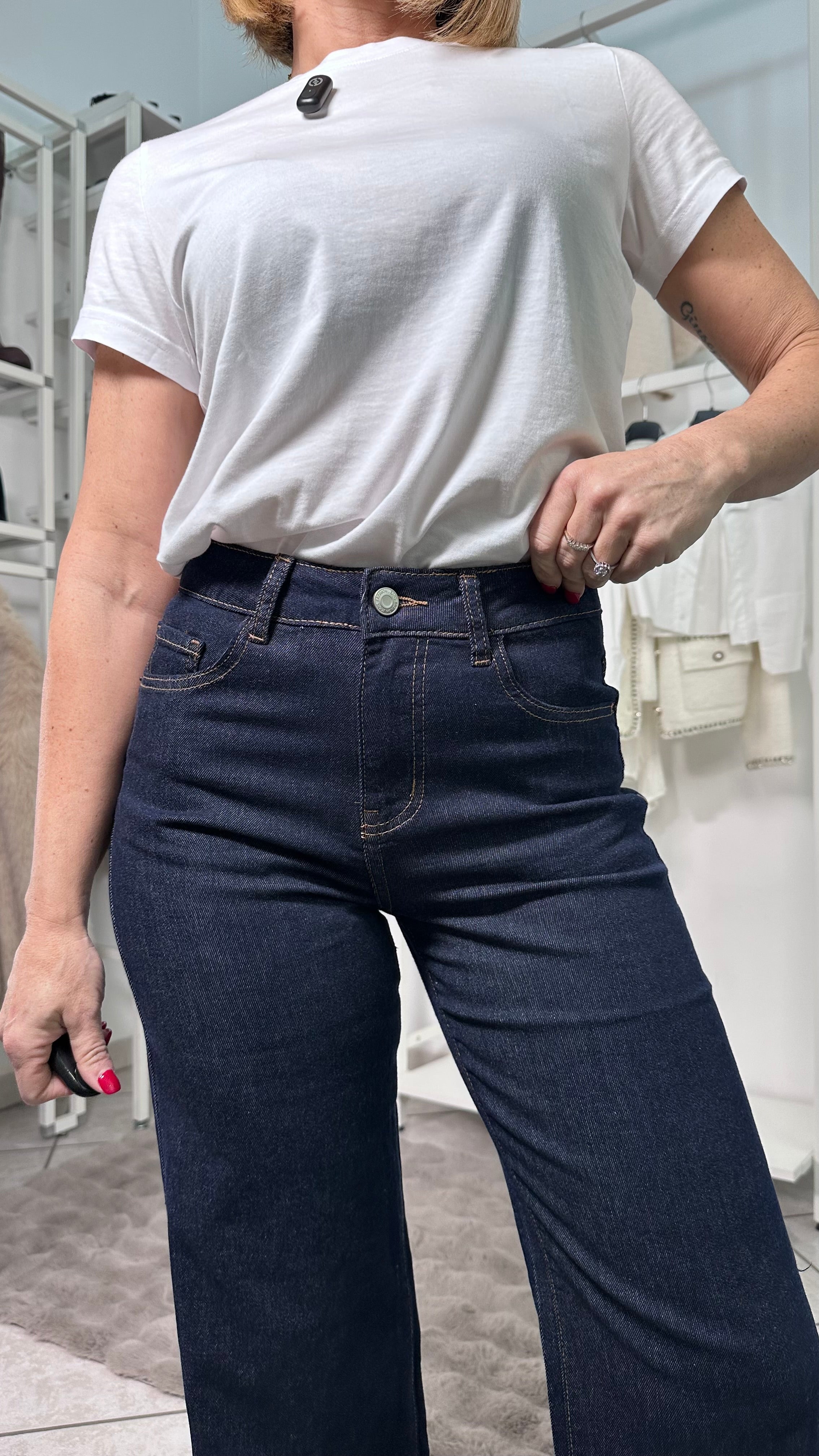 Jeans Wide leg denim scuro estivo