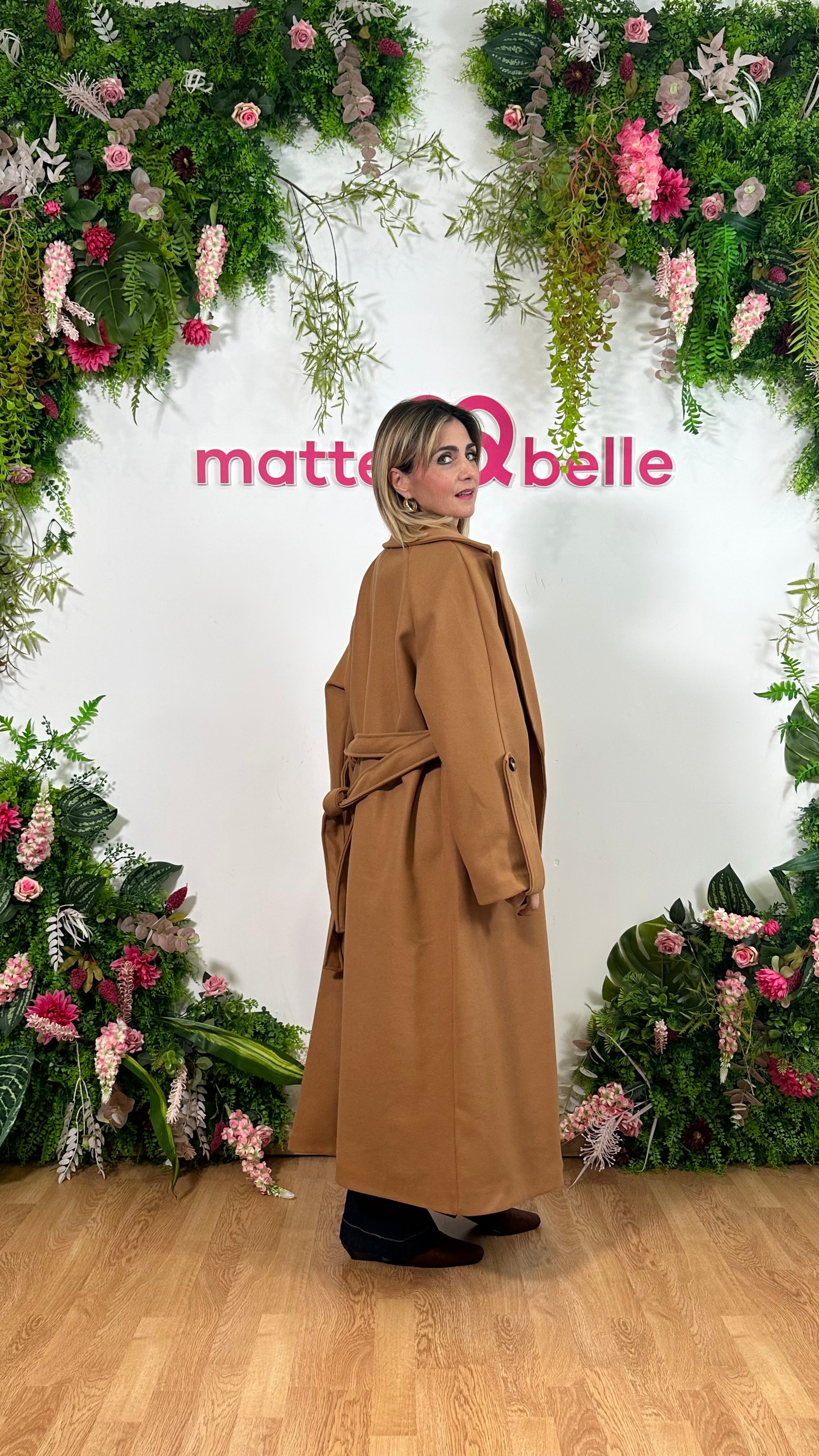 Cappotto lungo oversize cammello