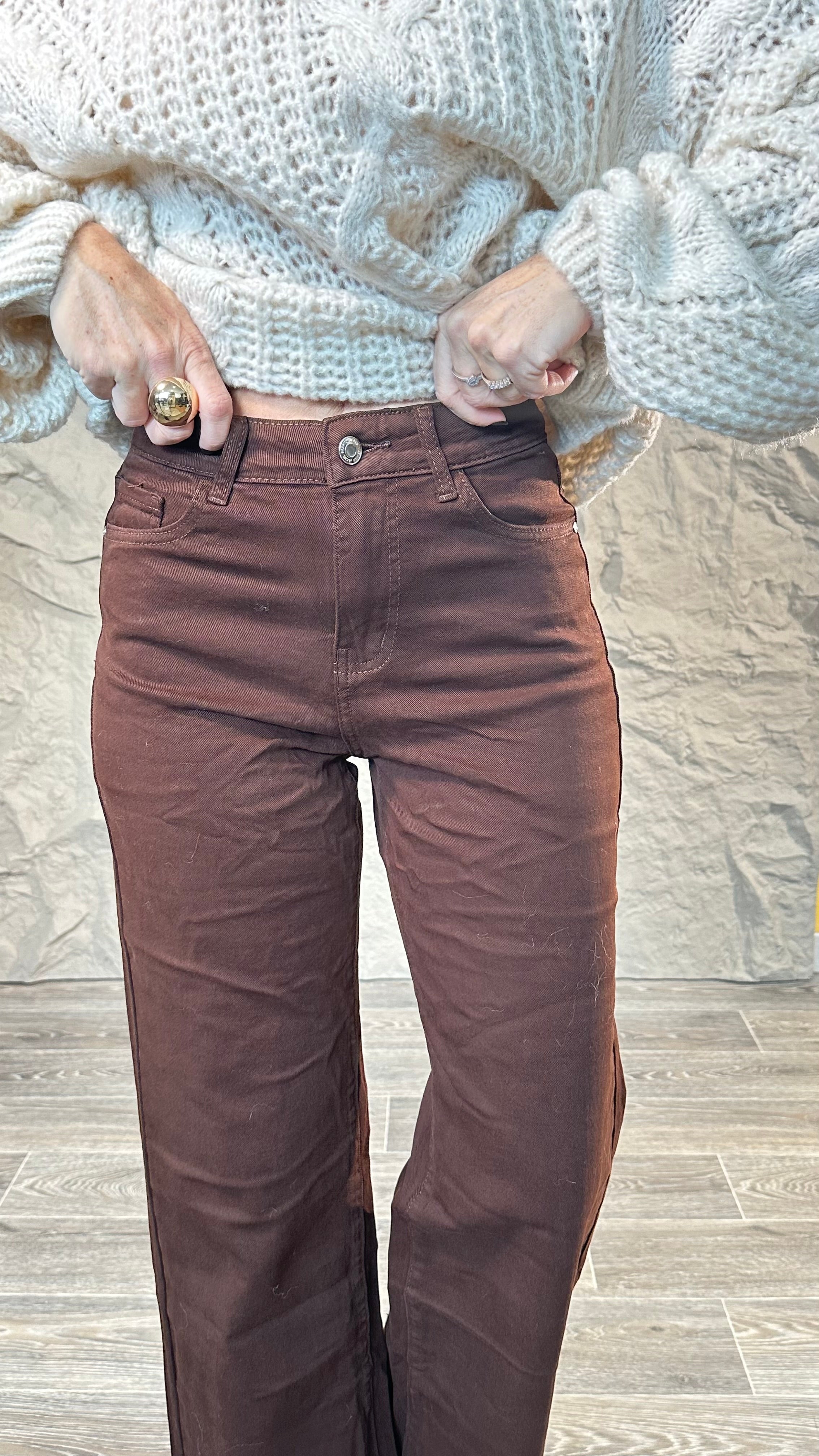 Jeans Wide leg marrone cioccolato