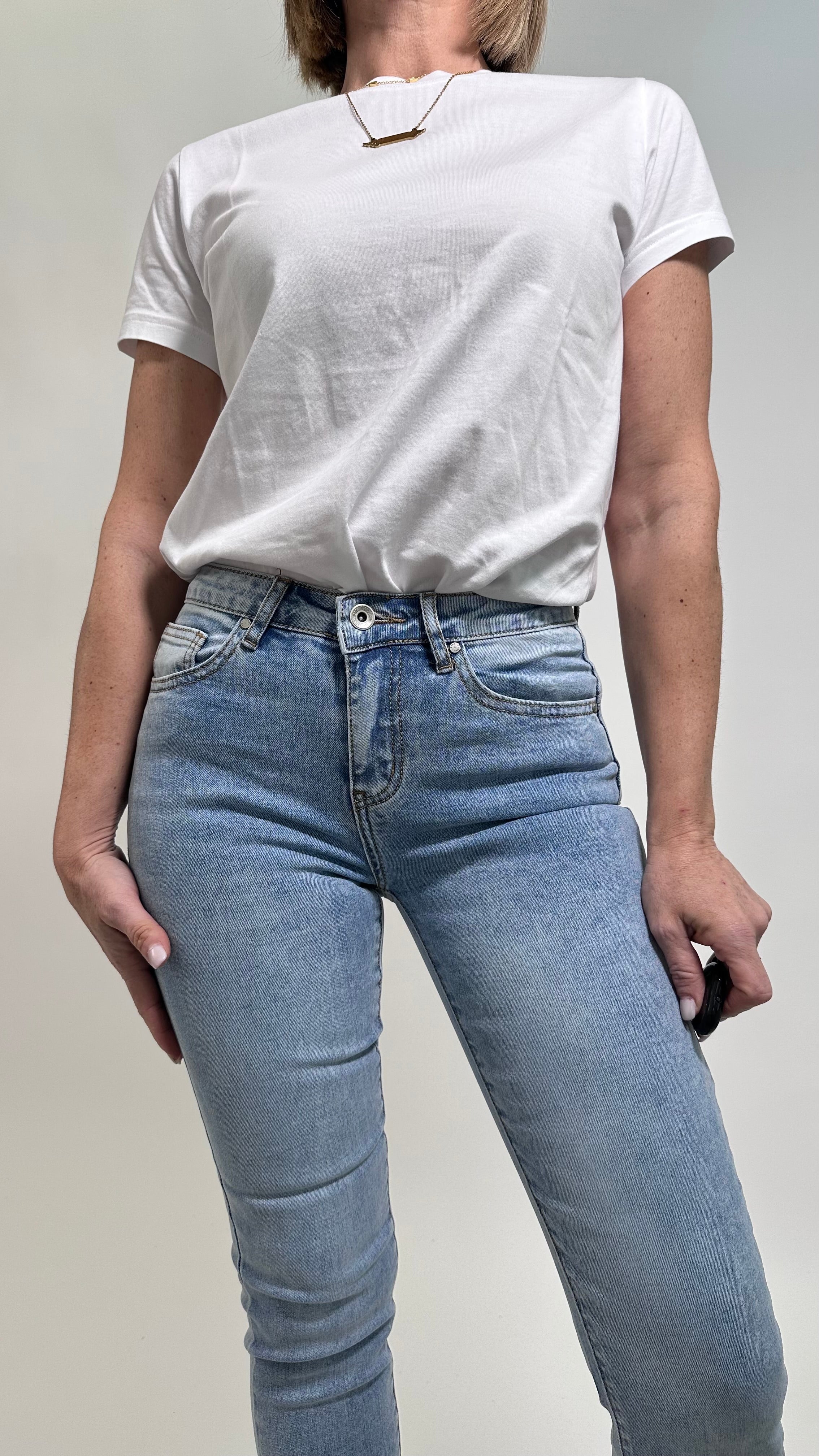 Jeans Skinny Push-Up lavaggio chiaro